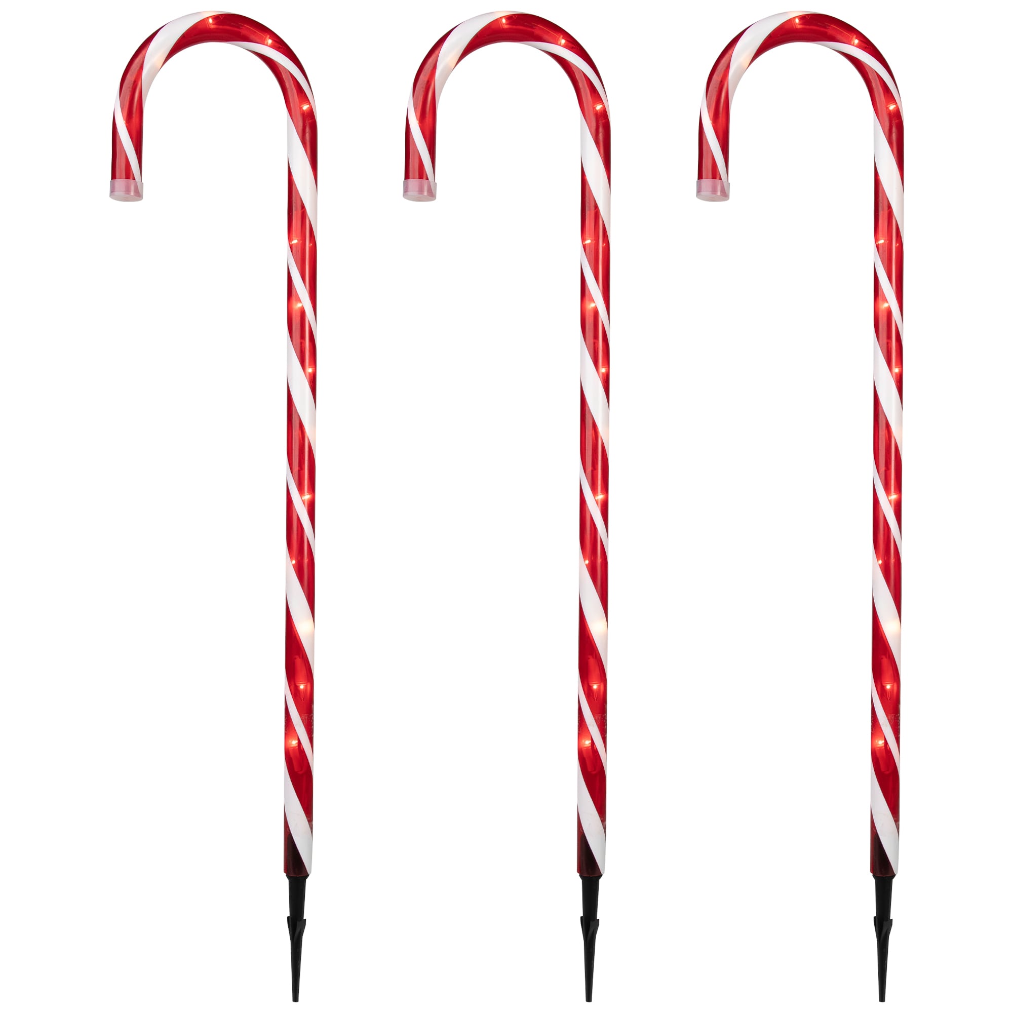 Northlight 32913603 3-Marker White Candy Cane Christmas Pathway Markers