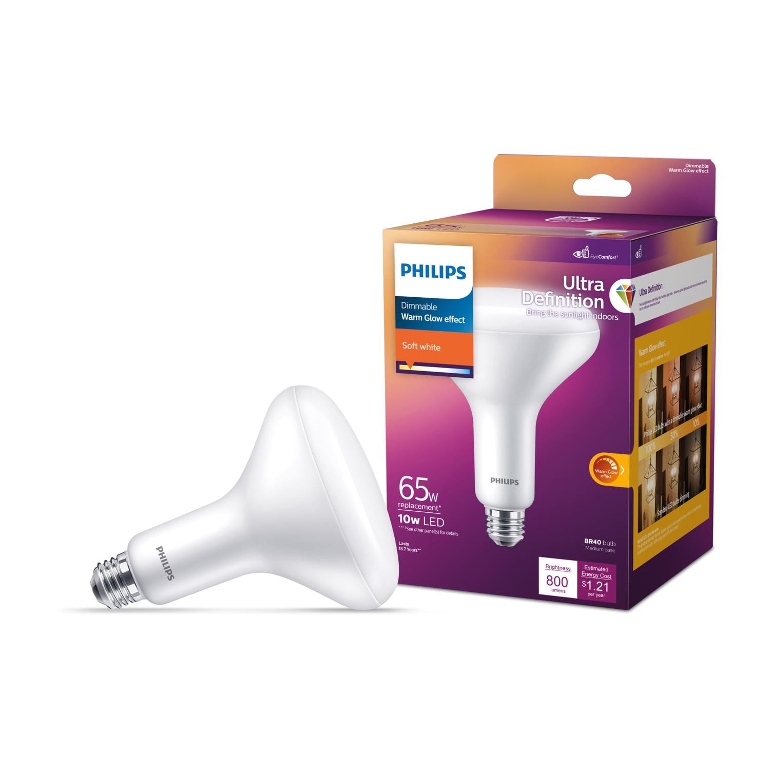 Philips EJD3013955 Ultra Definition BR40 E26 Medium LED Floodlight Bulb Soft White 65 Watt Equivalence 1 pk