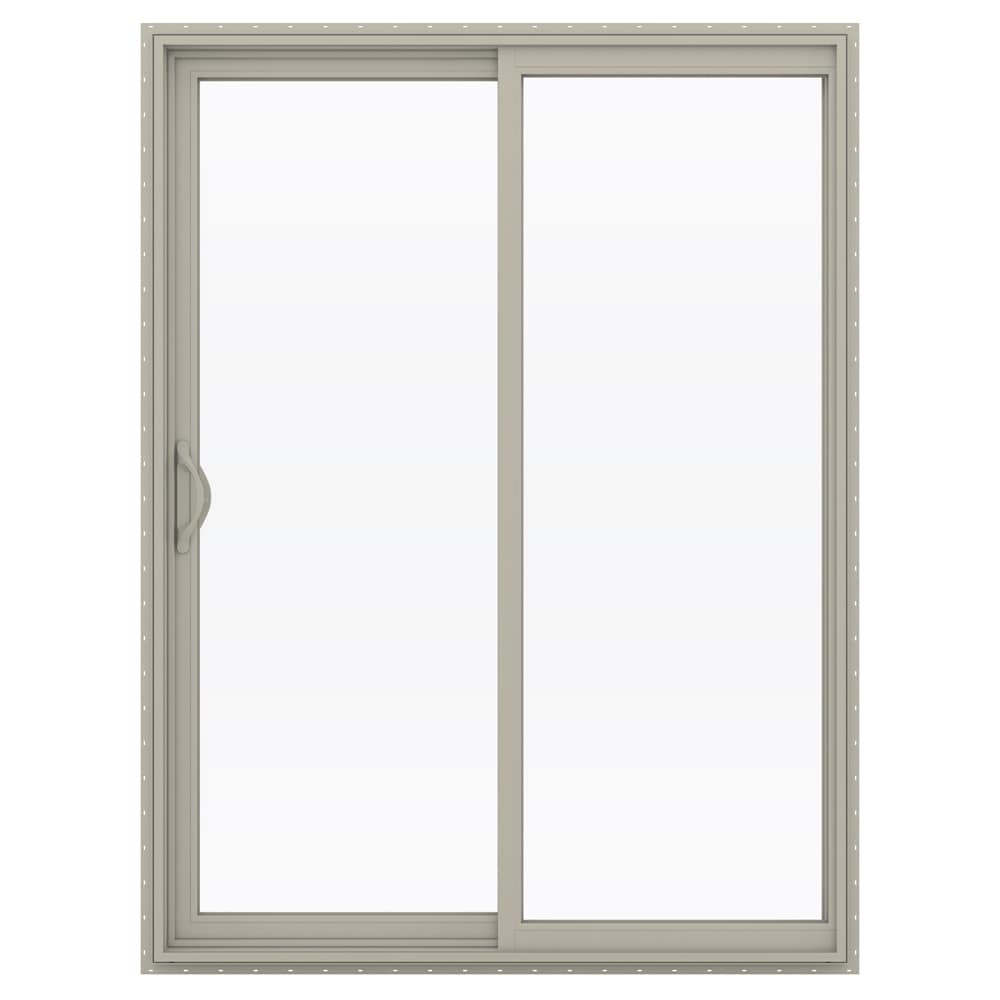 JELD-WEN 60-in x 80-in x 4-9/16-in Jamb Low-e Argon Desert Sand Vinyl Sliding Left-Hand Sliding Double Patio Door Screen Included Stainless Steel -  LOWOLJW181500075