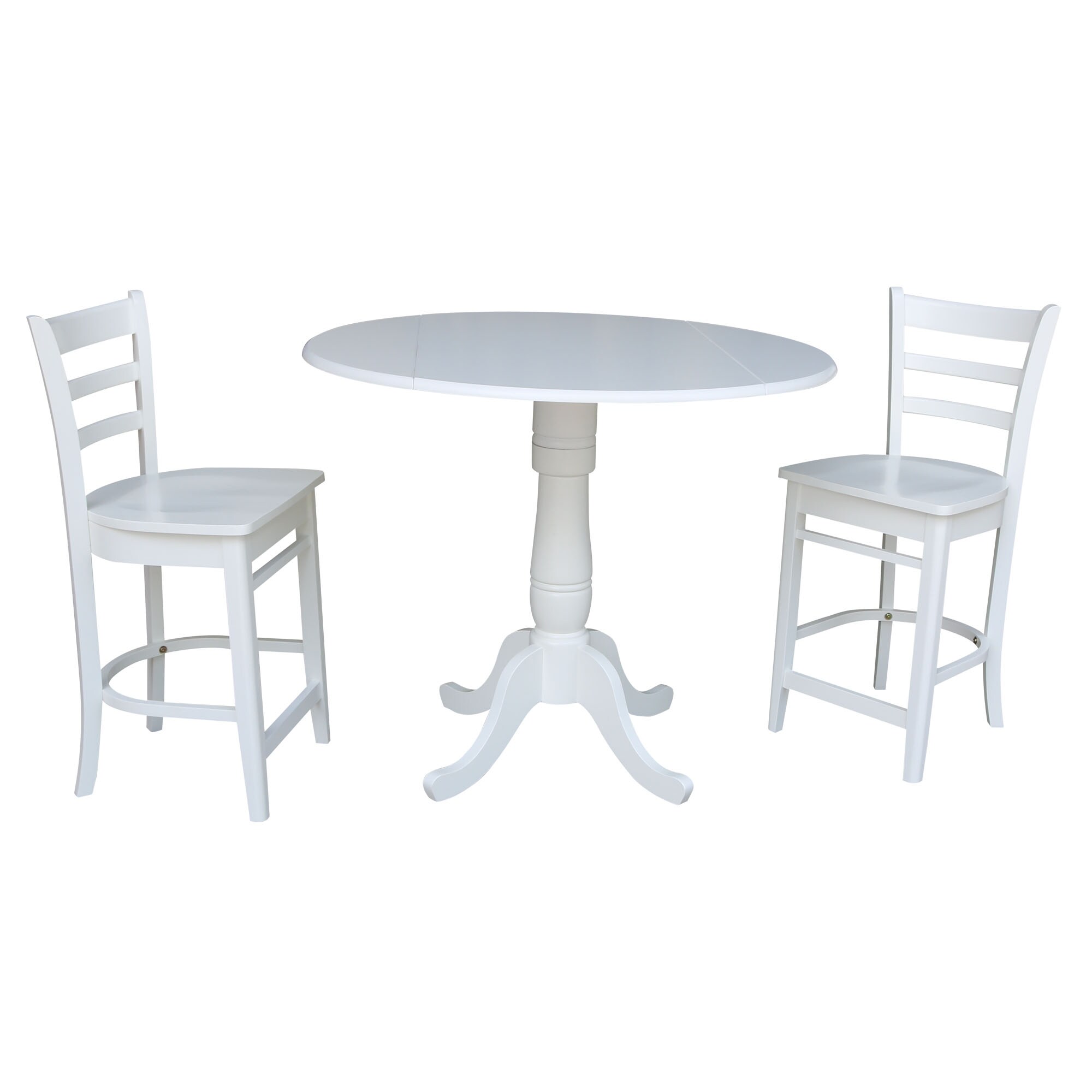 International Concepts K08-42DPT-S6172-2 White Casual Dining Room Set with Round Table (Seats 4)