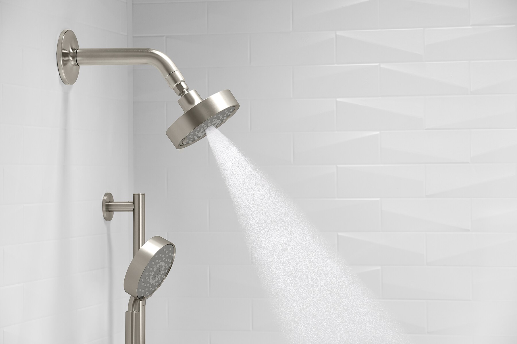 Forte 1-Spray Pattern 5.5 in. Single Wall Mount Fixed Shower Head in  Vibrant Brushed Nickel