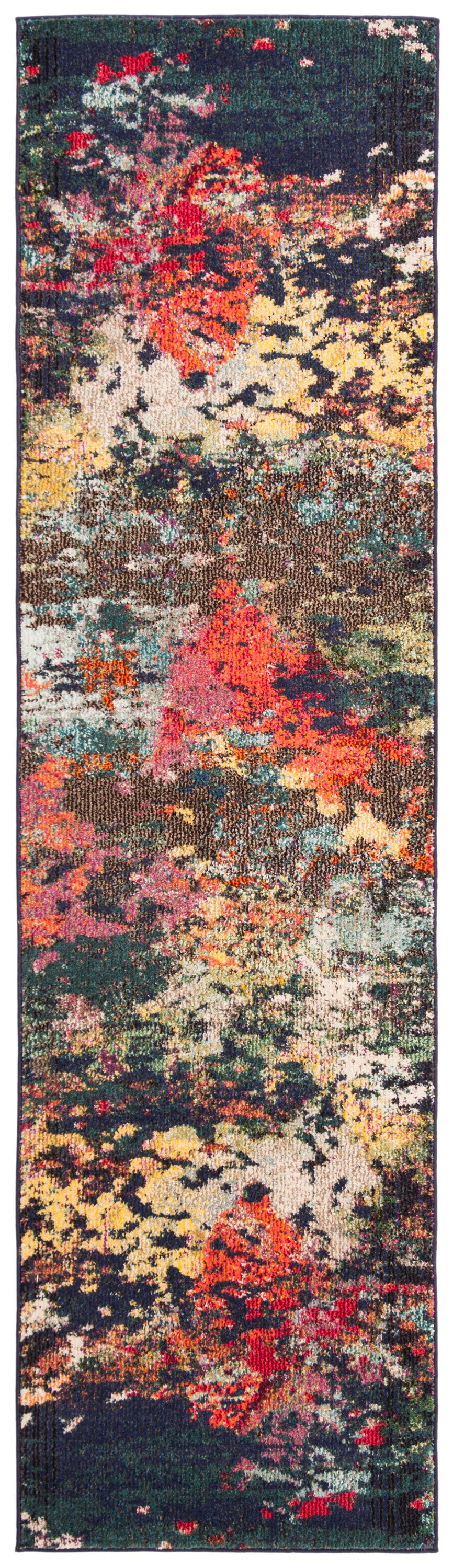 Boho-Chic Multicolor Synthetic 2'2" X 8' Runner Rug