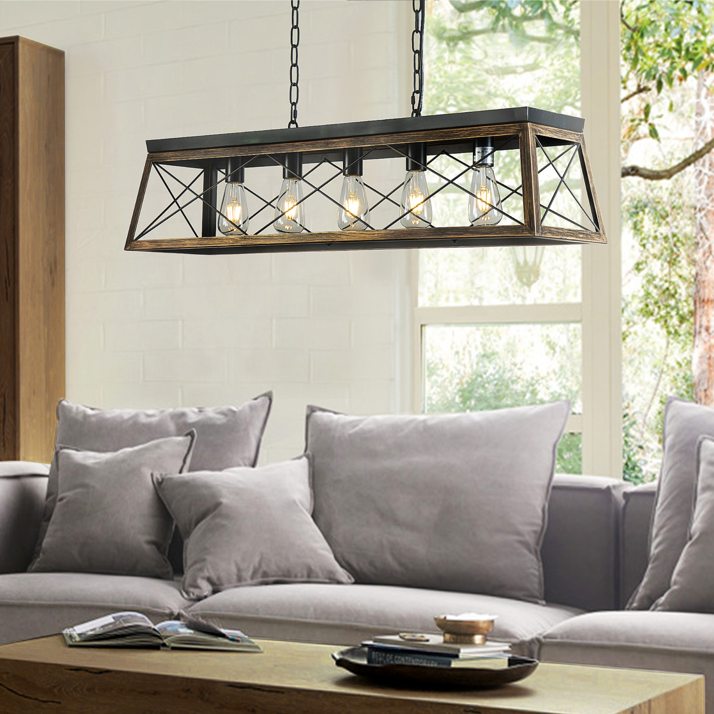 AloaDecor Lighting 5-Light Black Farmhouse Dry Rated Chandelier in the  Chandeliers department at