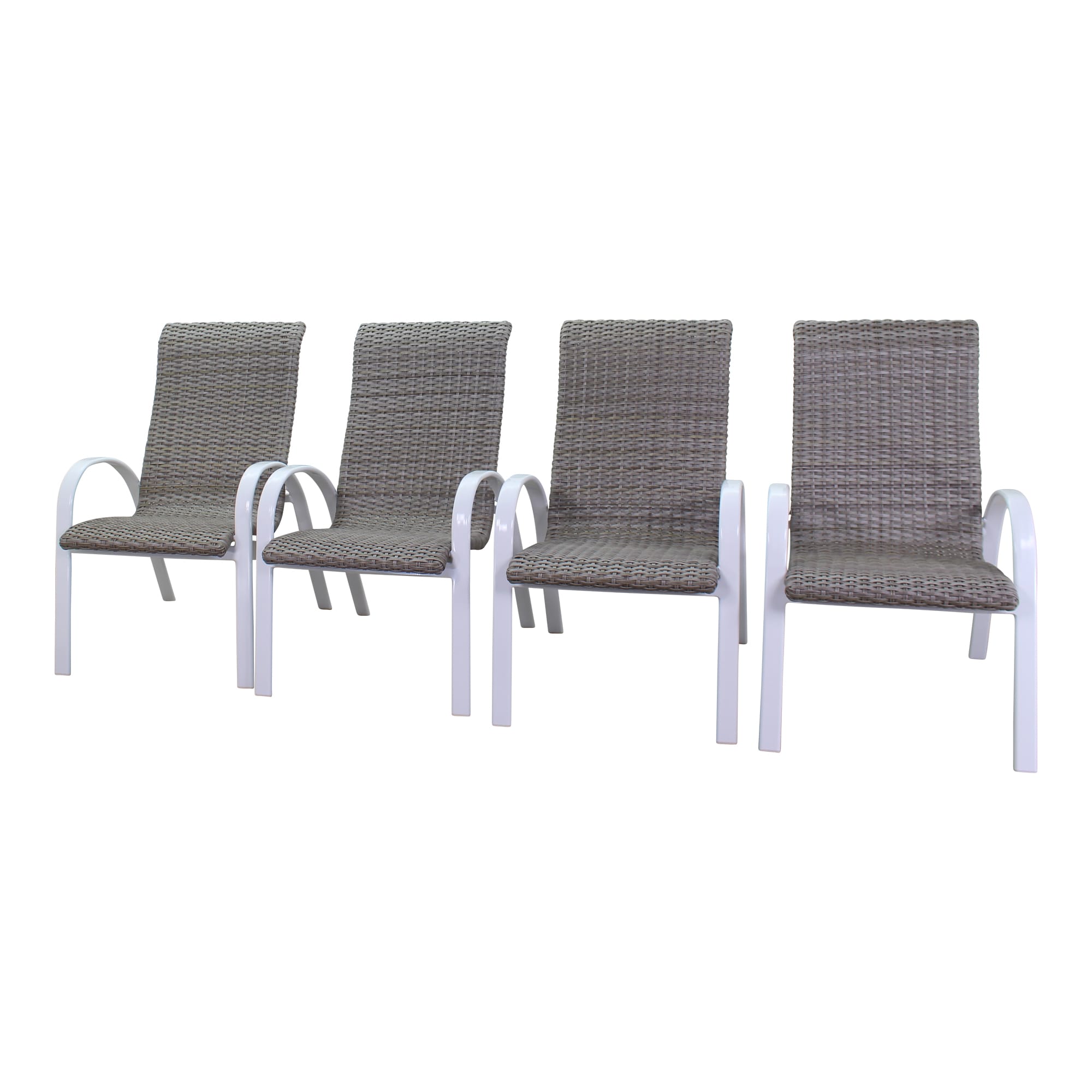 Courtyard Casual Santa Fe Wicker 3 PC Chaise Lounge Set Includes One 20 End Table and Two Chaise Loungers - White
