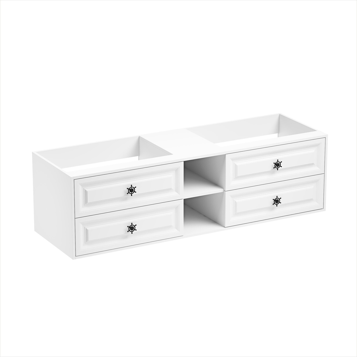Watnature 72-Inch Wall-Mounted Double Basin Bathroom Vanity Cabinet in ...