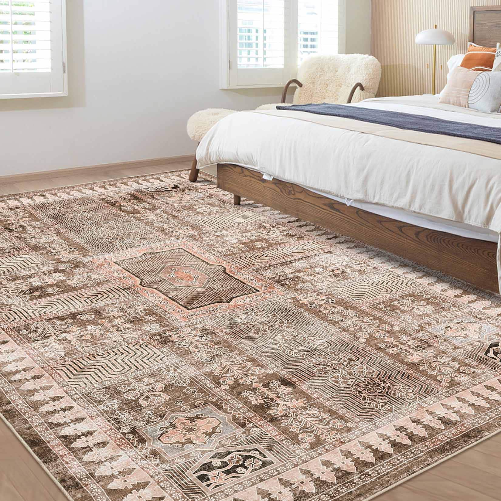 Garvee YXY-LO-PHO-15XMDALA 5 x 7 (ft) Loomed Polyester Khaki Rectangular Indoor Geometric Mid-Century Modern Machine washable Area rug