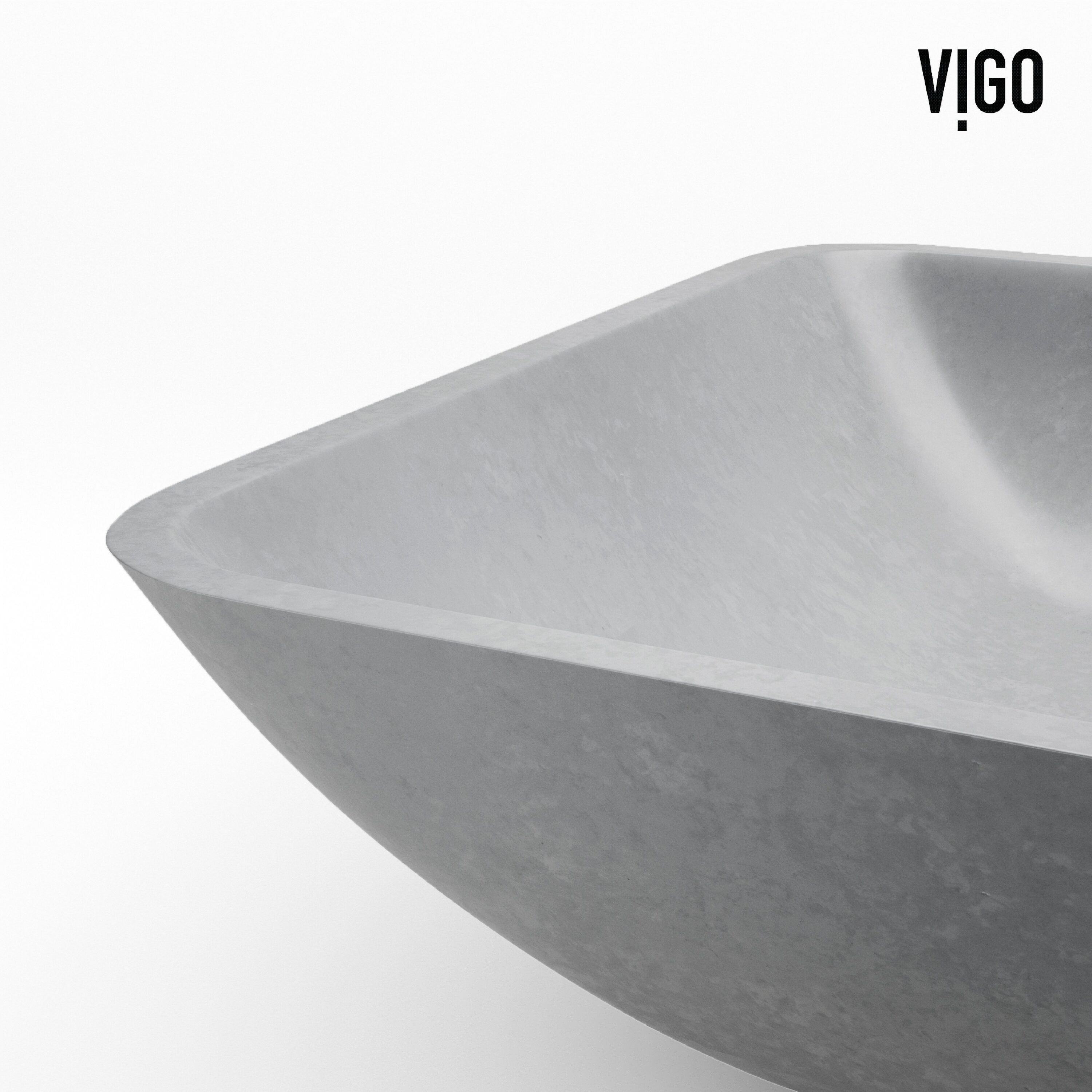 Gray Concrete Rectangular Vessel Bathroom Sink