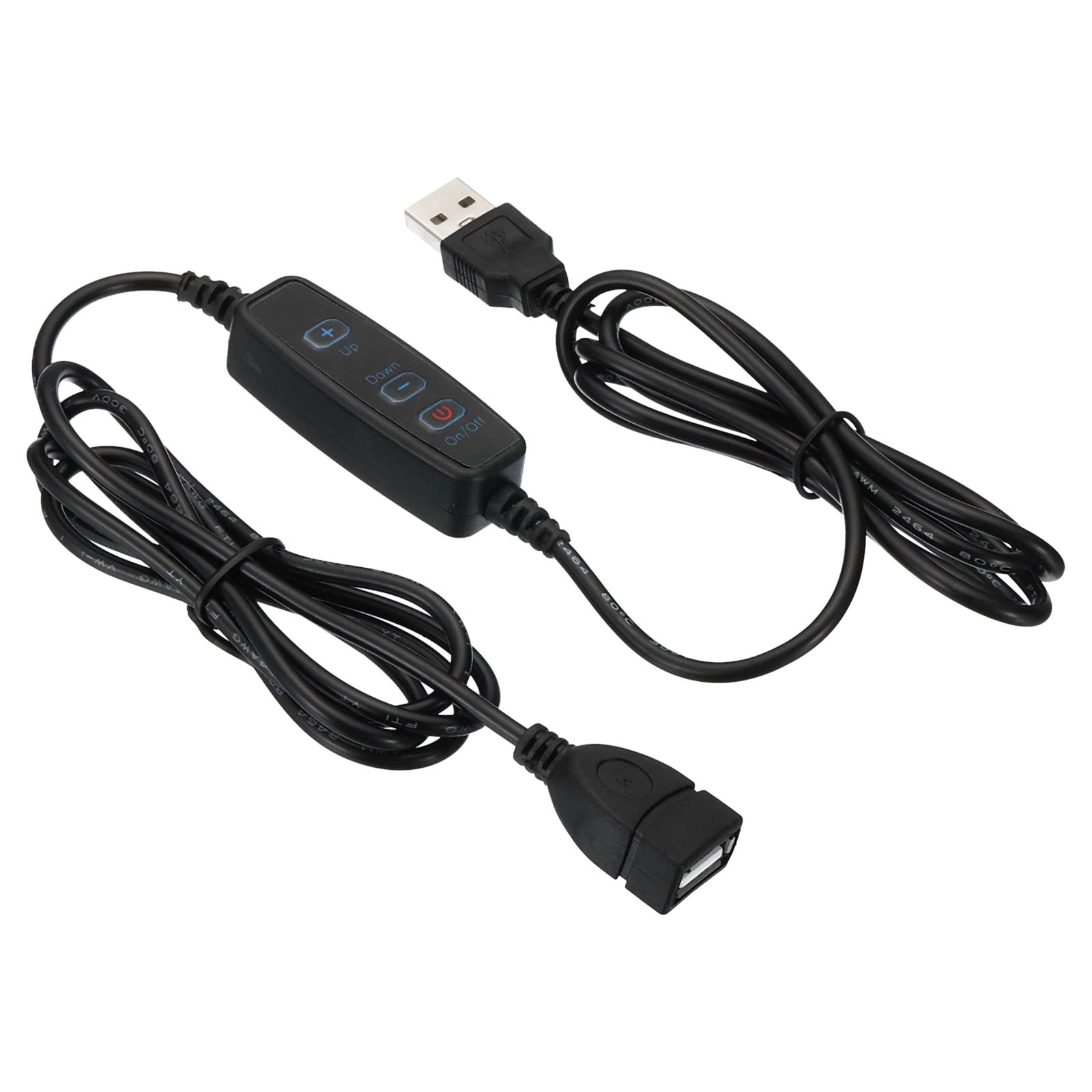 AKSCYZM  LED strip dimmer switch USB female to male extension cord 10 speed dimming controller 3 button for LED strip lights 6 point 6 ft 1 pack
