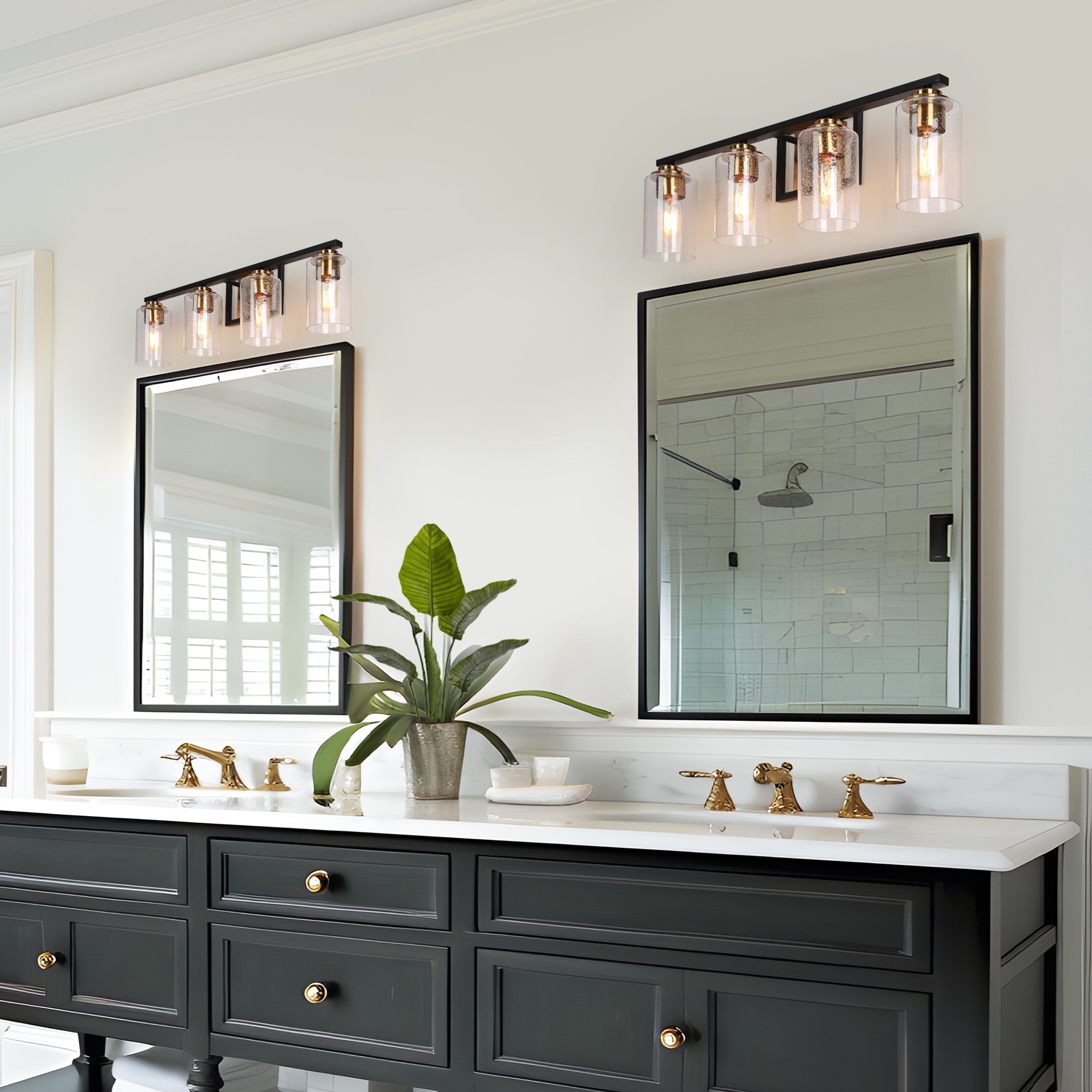 ZEVNI Rythorl 20-in 4-Light Matte Black LED Transitional Vanity Light ...