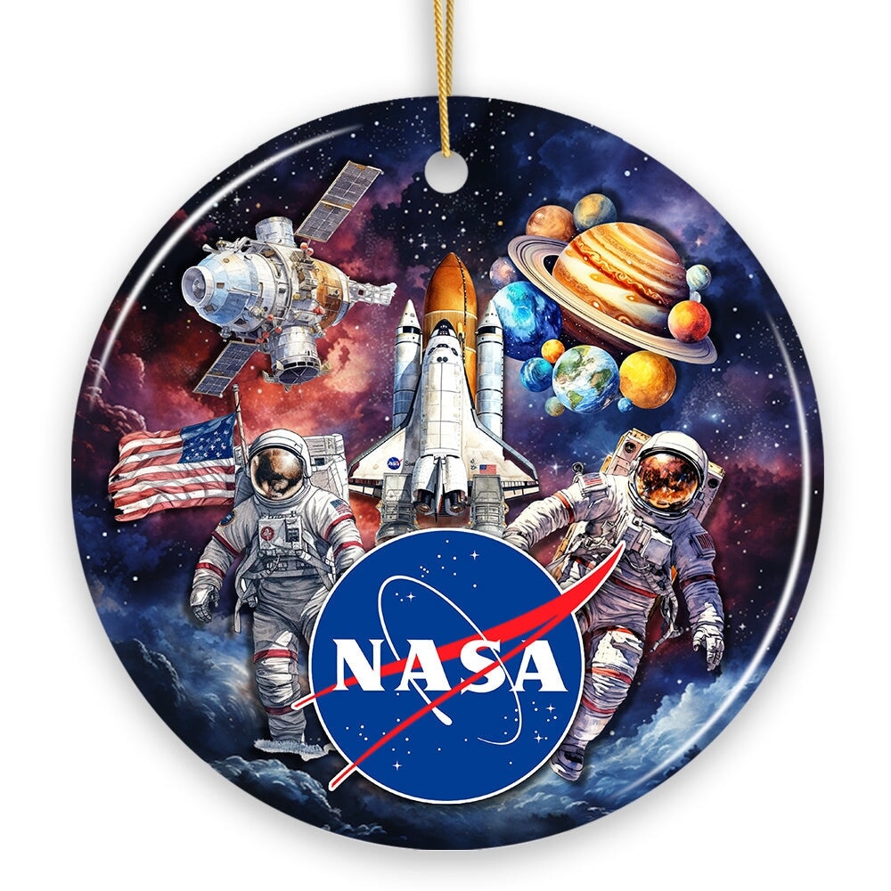 OrnamentallyYou 1739 Artistic NASA Handcrafted Christmas Ornament Astronaut in Outer Space with the Planets Version 1