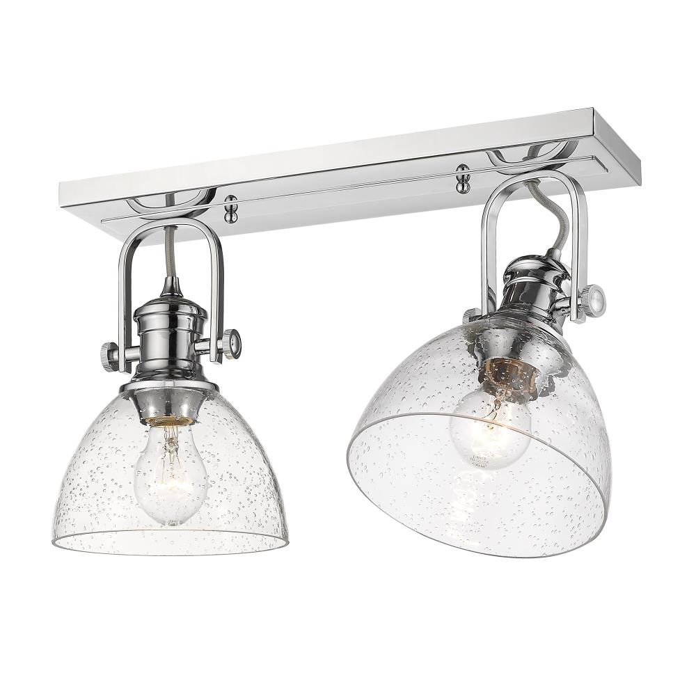 Transitional Hines 18" Chrome Semi-Flush Light with Opal Glass