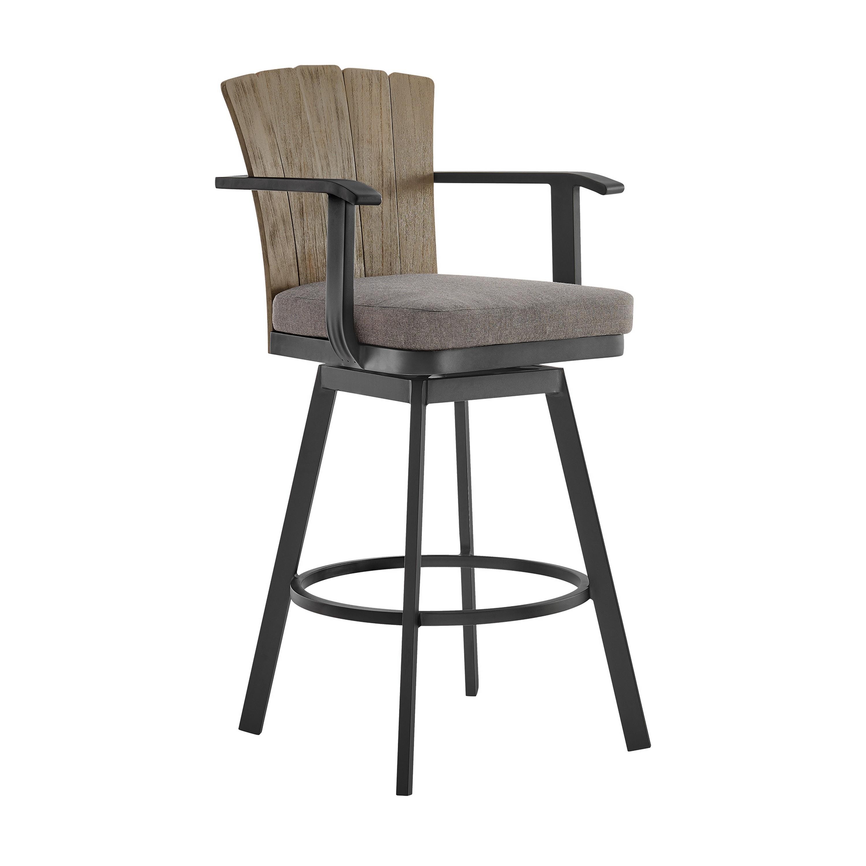 Benzara BM315720 Black, Gray Swivel Counter-height Chair with Black Cushioned Seat