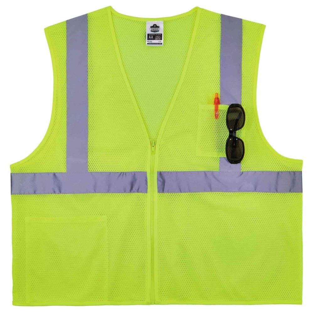 Light Up Safety Vest with Glowing Green Outline