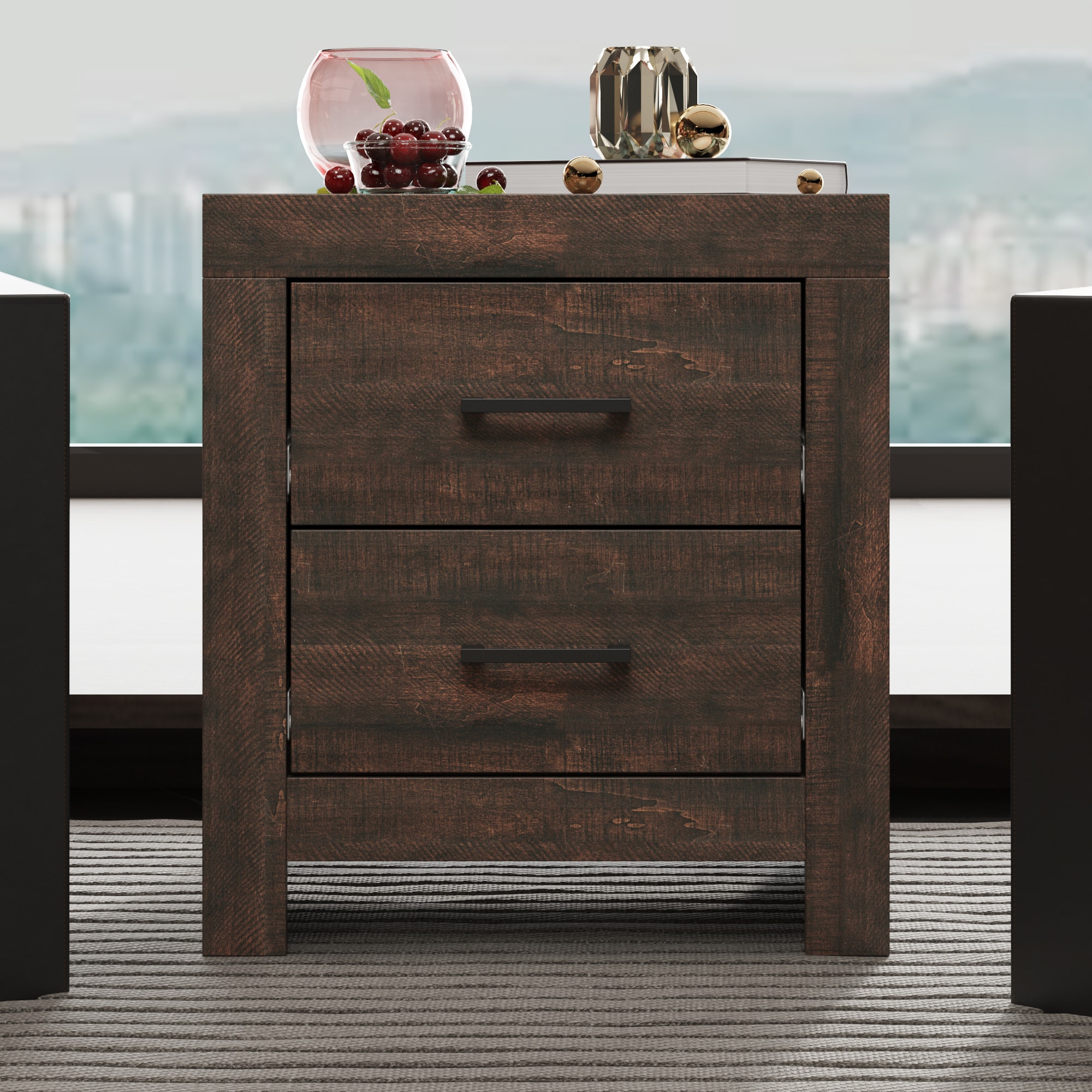 FUFU&GAGA LJY-GD0005-02 Patio Dining Table Brown Nightstand