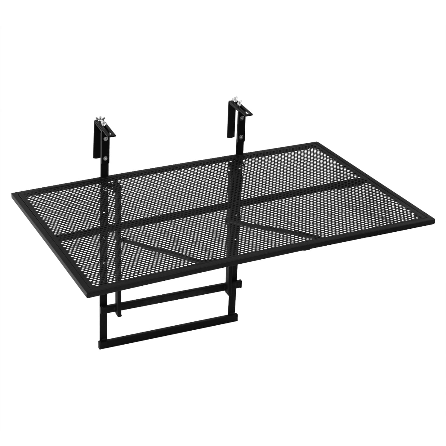 Slickblue - 1-Piece 31.5-in x 24-in Folding Balcony Rectangular Metal Black Adjustable Hanging Ba...