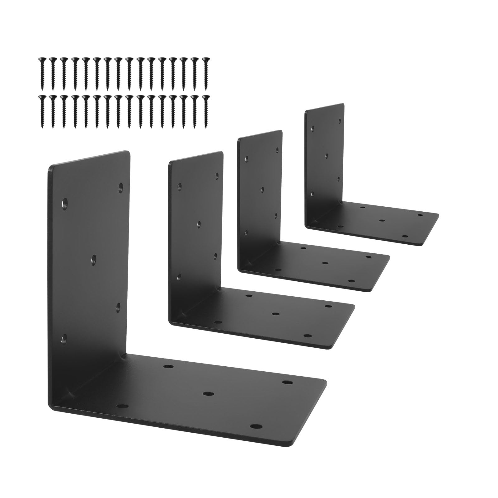 ITOPFOX  Heavy Duty Steel Corner Brackets 4pcs 6x6x5 L Right Reinforced Angle Bracket for Wood Projects durable home and garden accessory