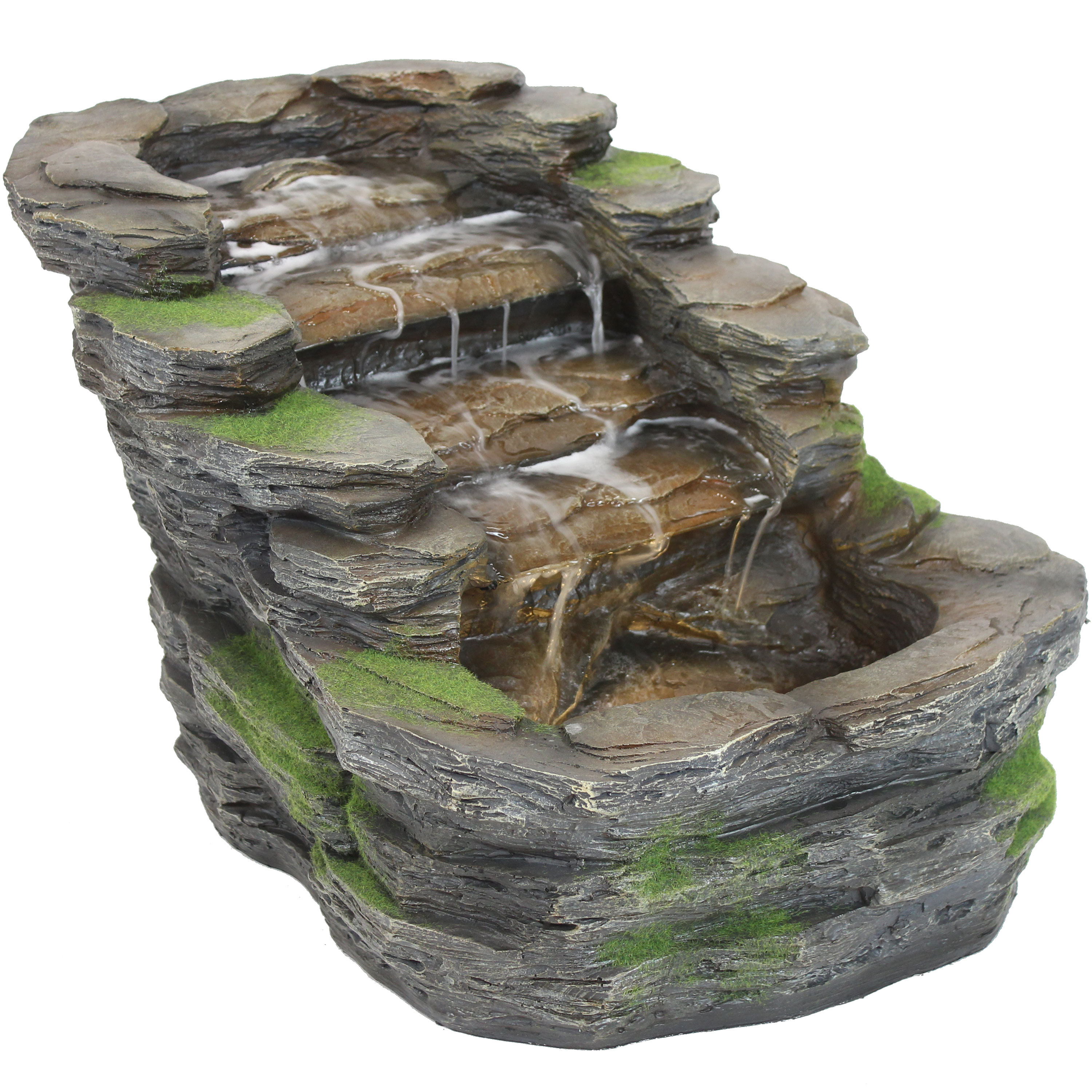 Sunnydaze Decor XSS-455 13.75-in H Resin Rock Waterfall Outdoor Fountain Pump Included