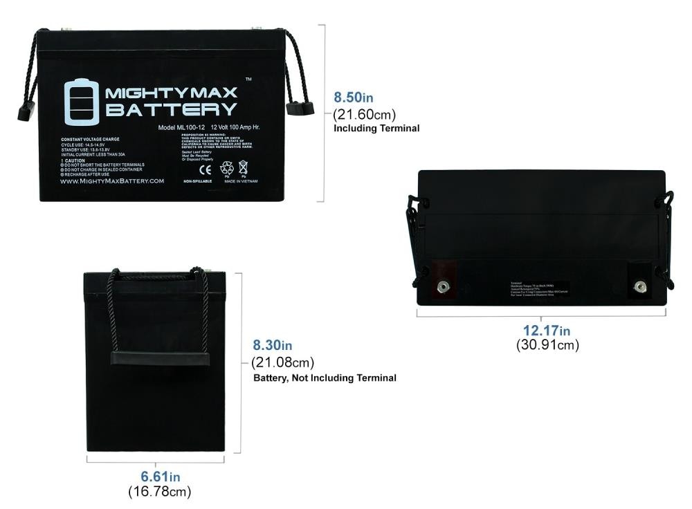 Mighty Max Battery 12V 100Ah for Off Grid Solar Panels