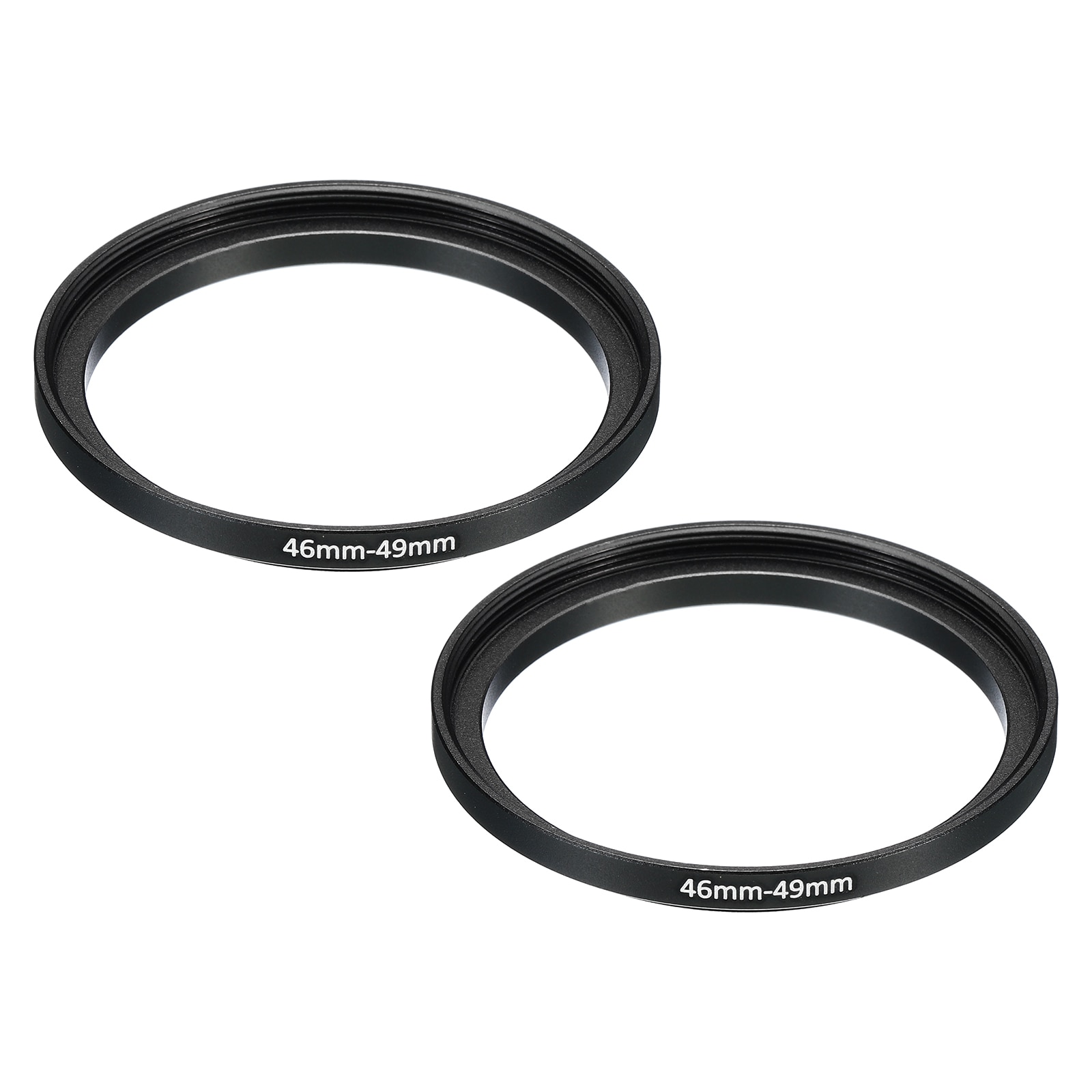 PATIKIL 2 Packs 46mm-49mm Metal Step Up Ring Camera Lens Filter Adapter Ring Aluminum Filter Adapter Ring for Camera Lenses Hood Black