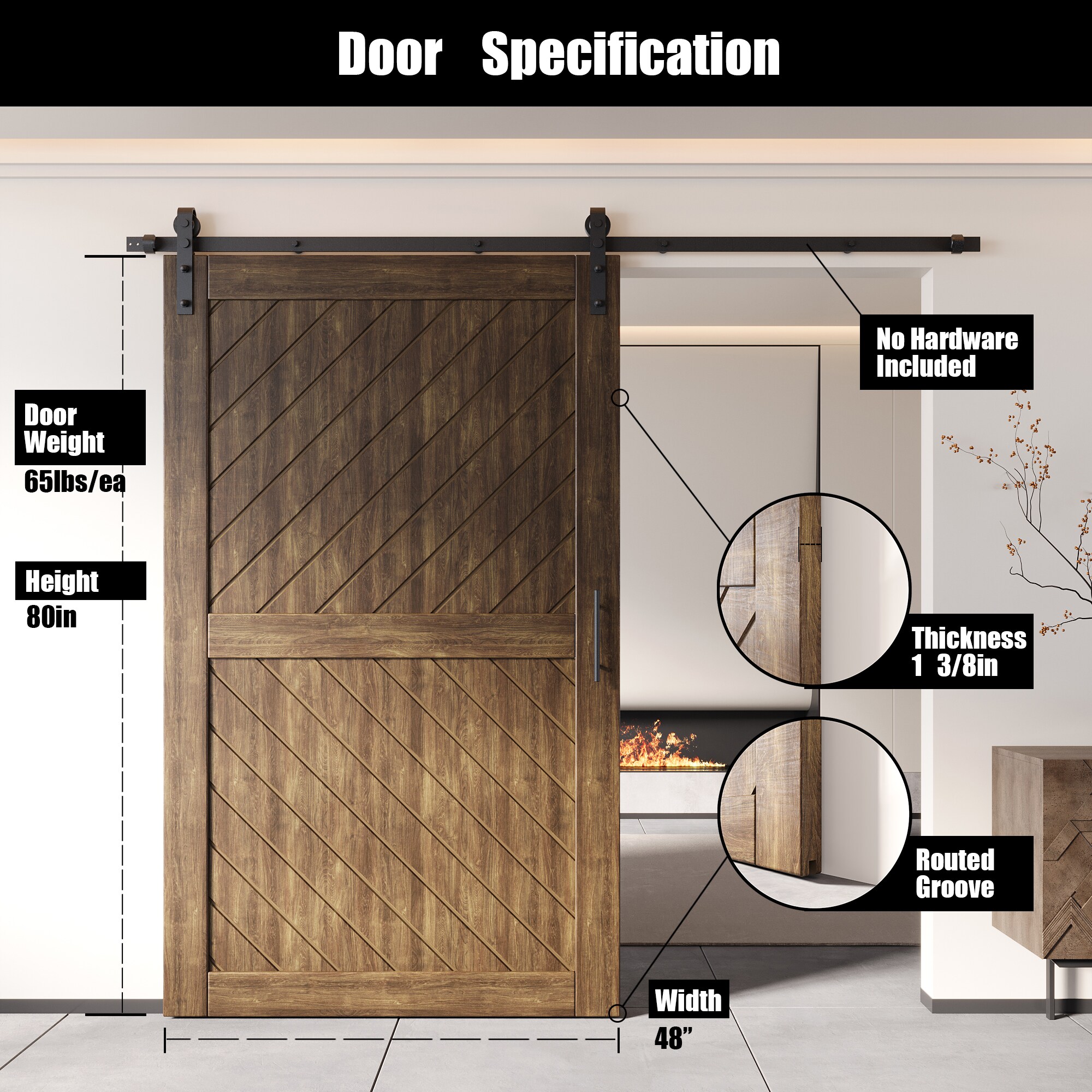 HOMACER XT3-4880-WA Barn-Doors - View #2