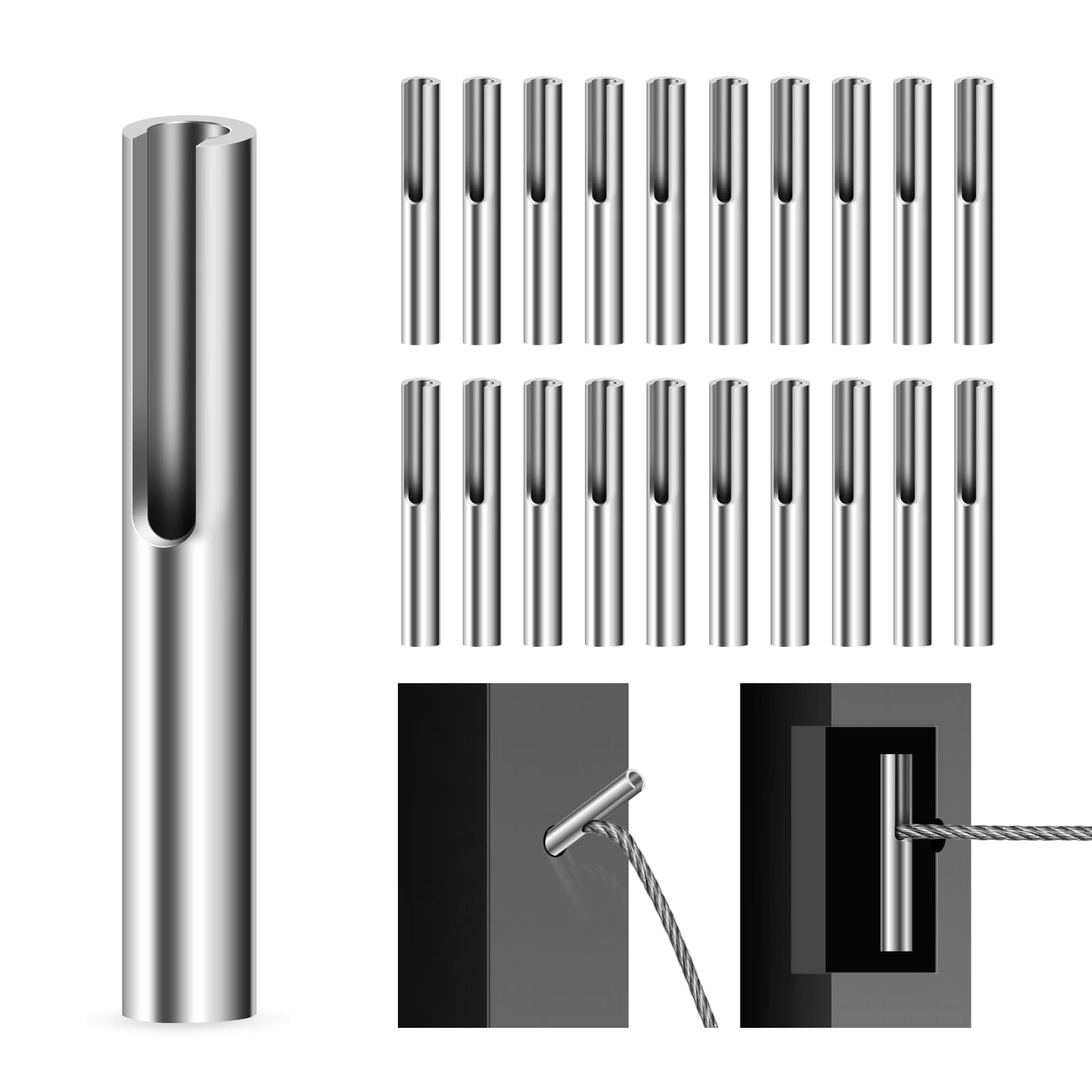 Misopily 20 Pack 1 8 Inch Invisible Cable Railing Kit Terminal Toggle Anchor T316 Stainless Steel Adjustable Hardware for Metal Corner Wall Post #LMS0210D13