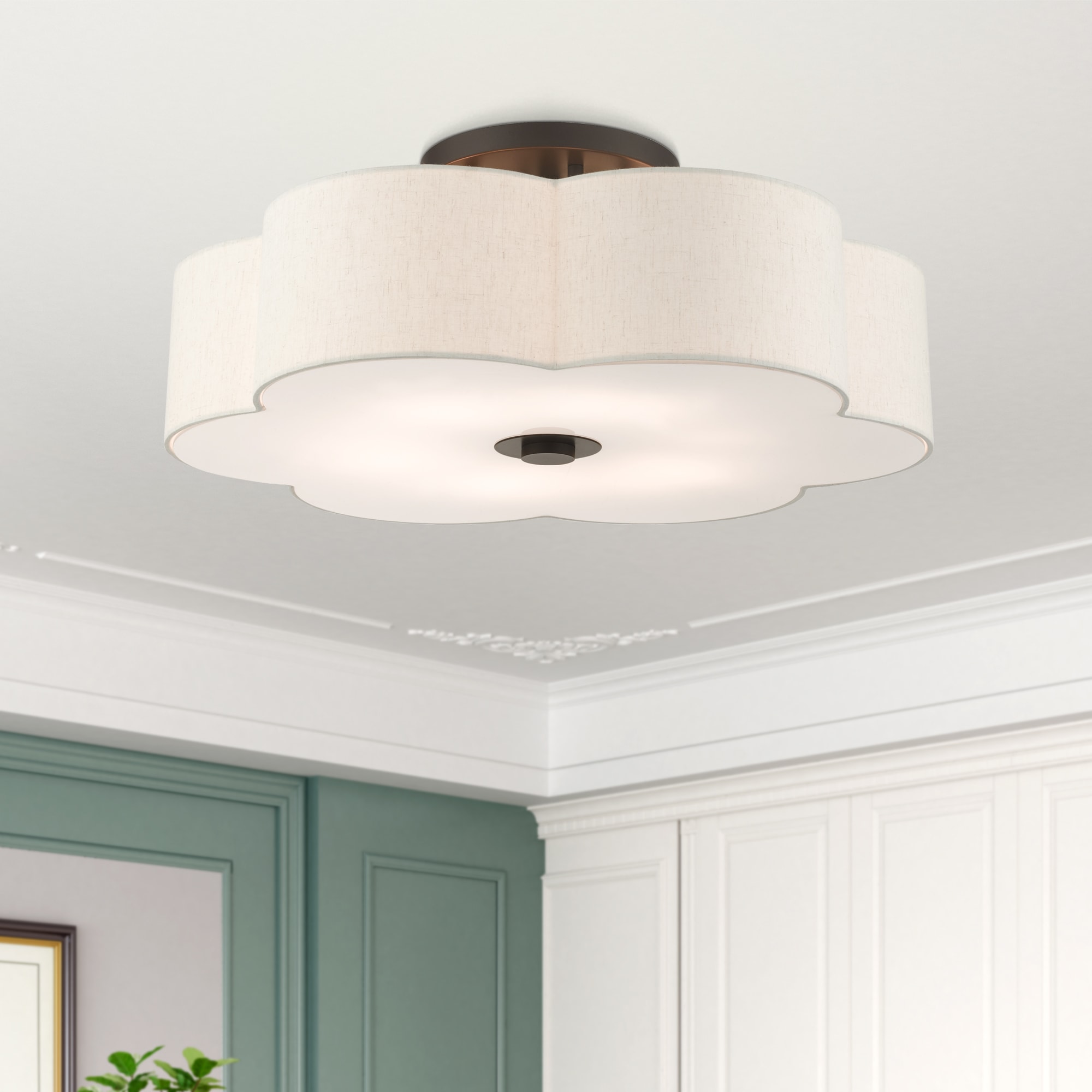 Solstice English Bronze 6-Light Indoor/Outdoor Semi-Flush Mount
