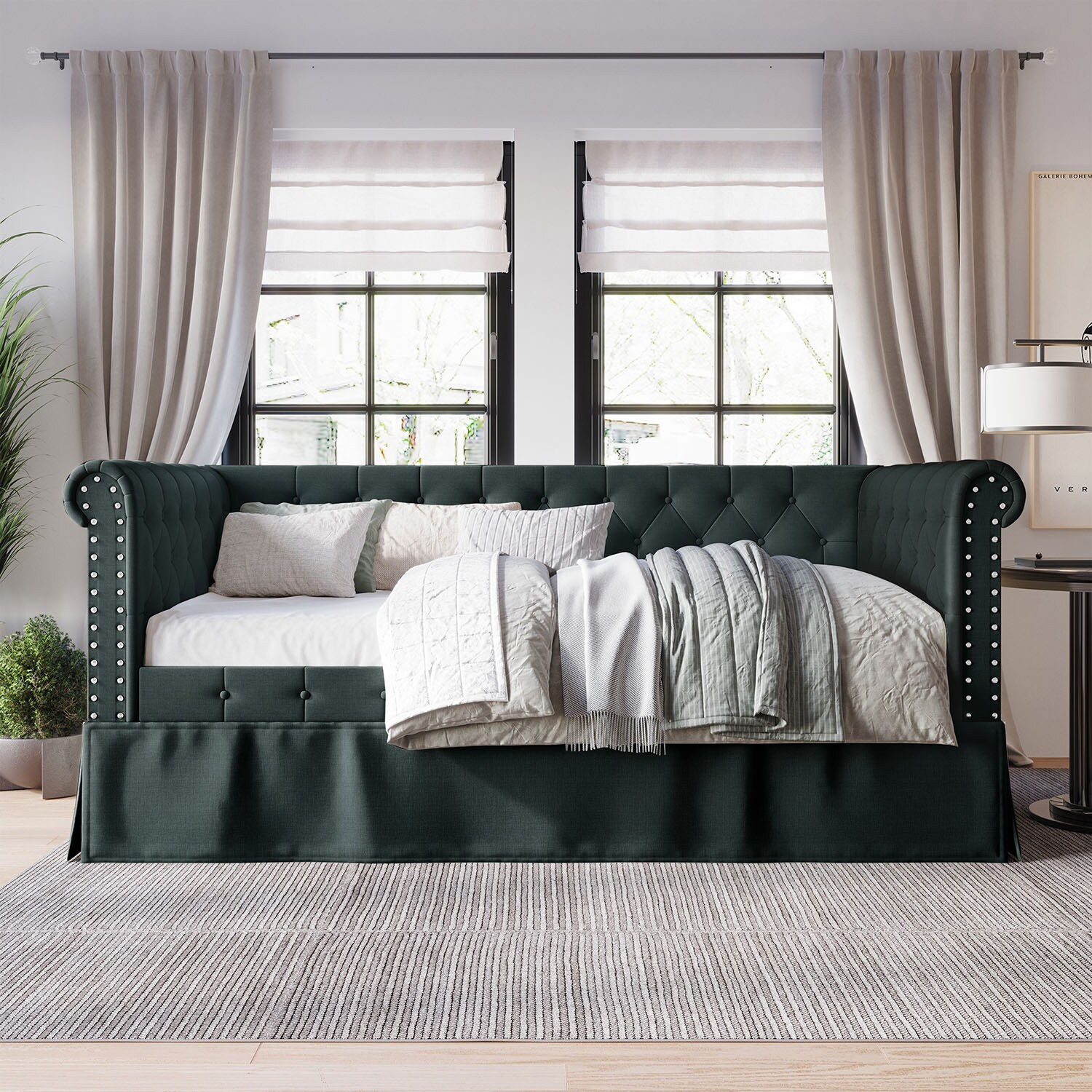 CasePiece C5092TT-CGY-LN-X2 Charcoal Grey Twin Wood Daybed Bed