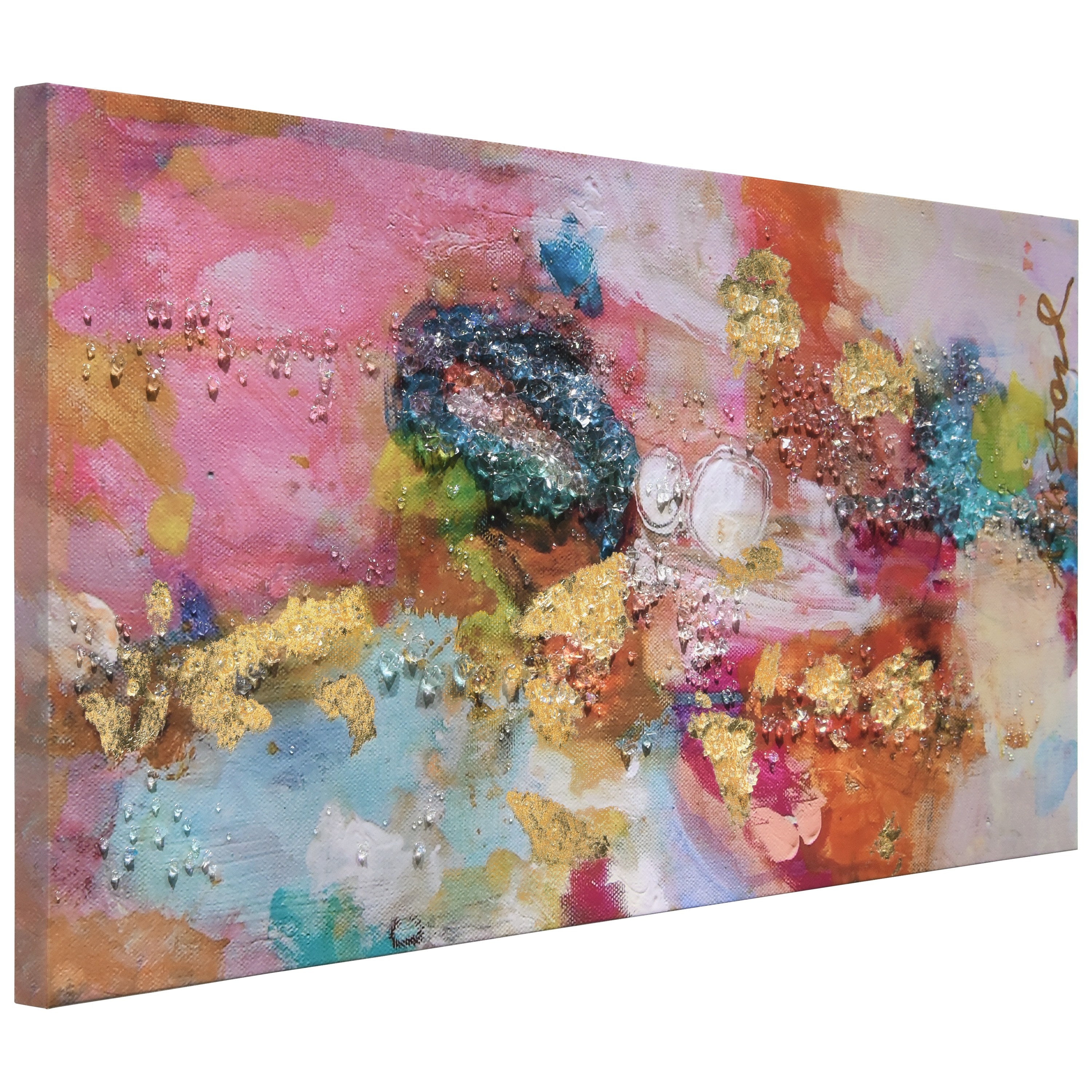 Colorful Symphony II 24" x 48" Abstract Epoxy Coated Canvas Wall Art