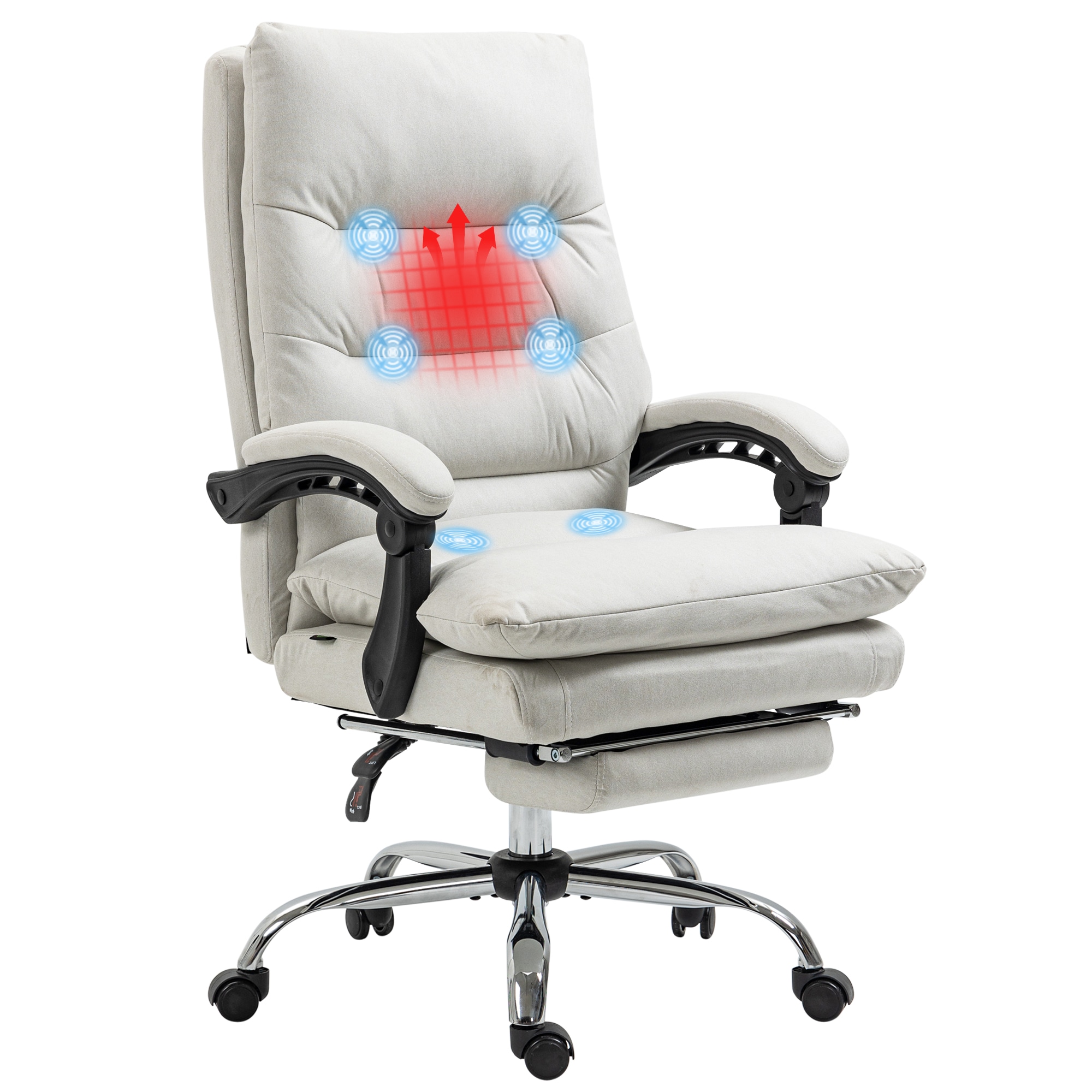 LOVMOR SF-H-W2225P200455 Executive Office Chair with 6 - Point Massage 5 Modes Lumbar Heating 135¬∞ Recline High - Back Support Microfibre Cloth