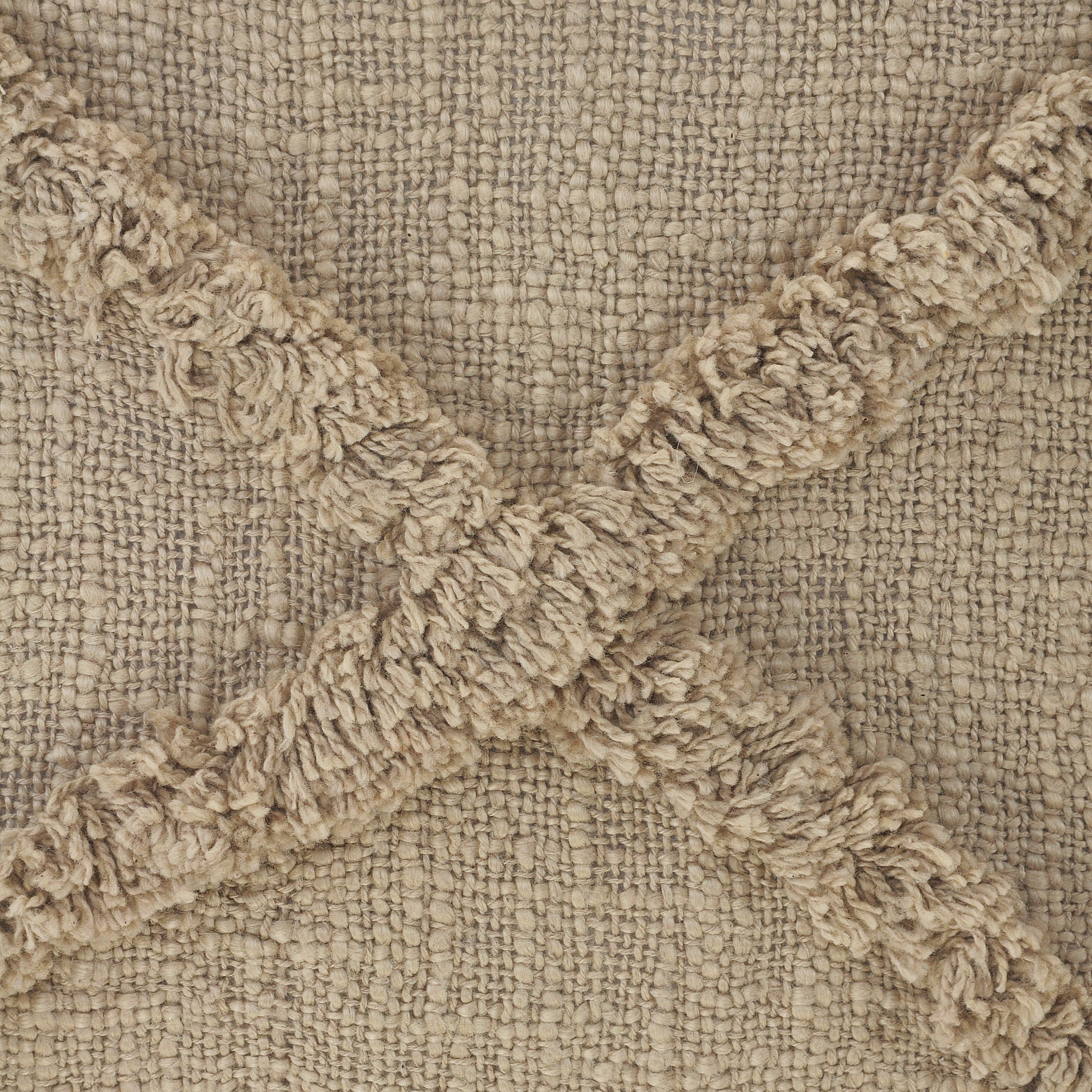 Taupe Hand Woven Diamond Tufted 20" Square Throw Pillow