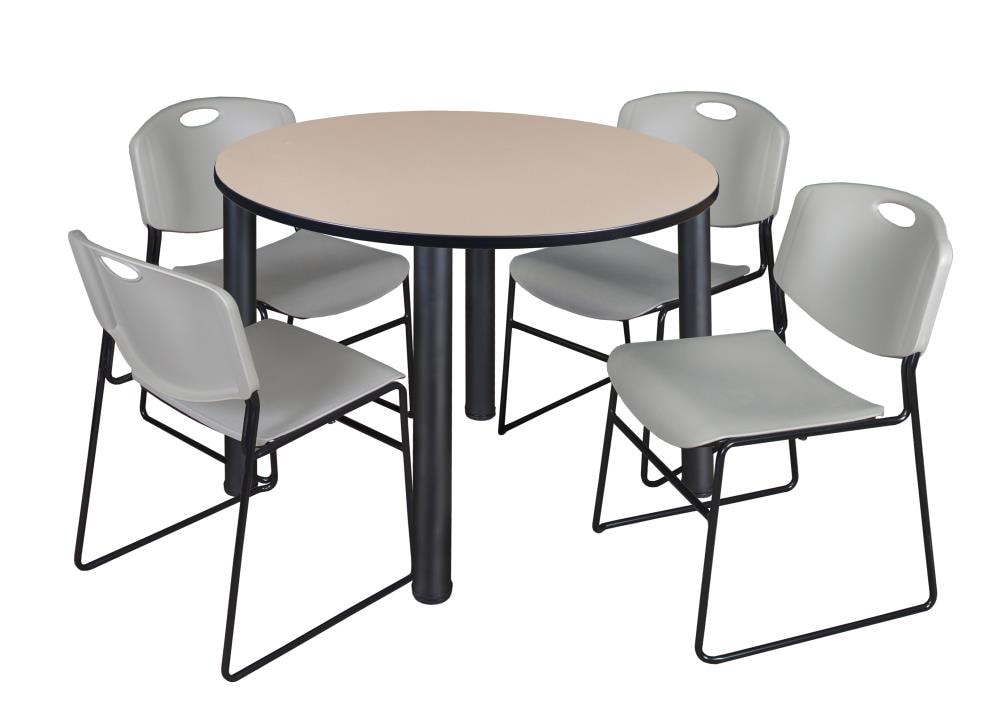 Regency TB48RNDBEBPBK44GY Breakroom Off-white 4-Person Training Table (48-in W x 29-in H)