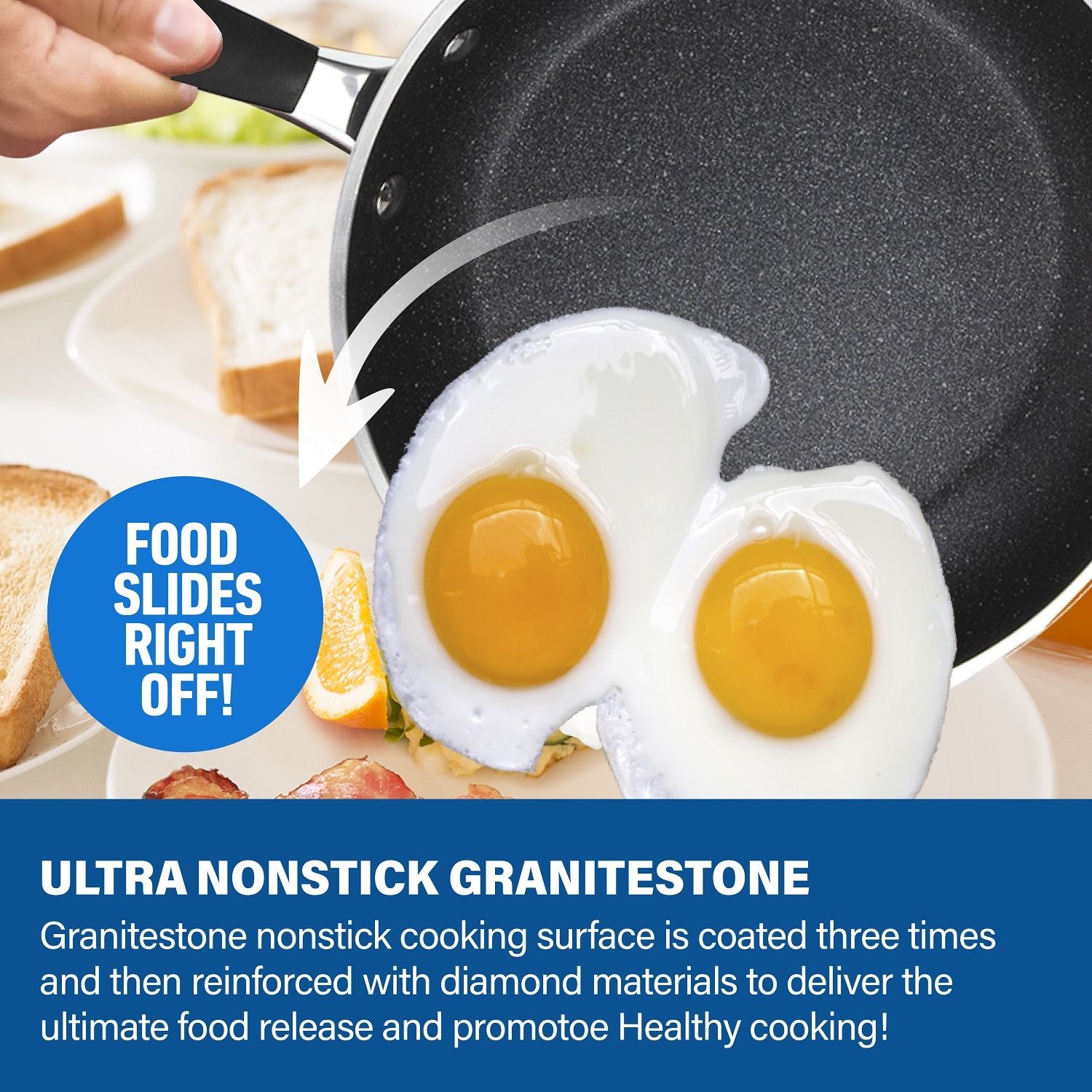 GraniteStone Classic Blue 14 Nonstick Frying Pan Diamond Triple