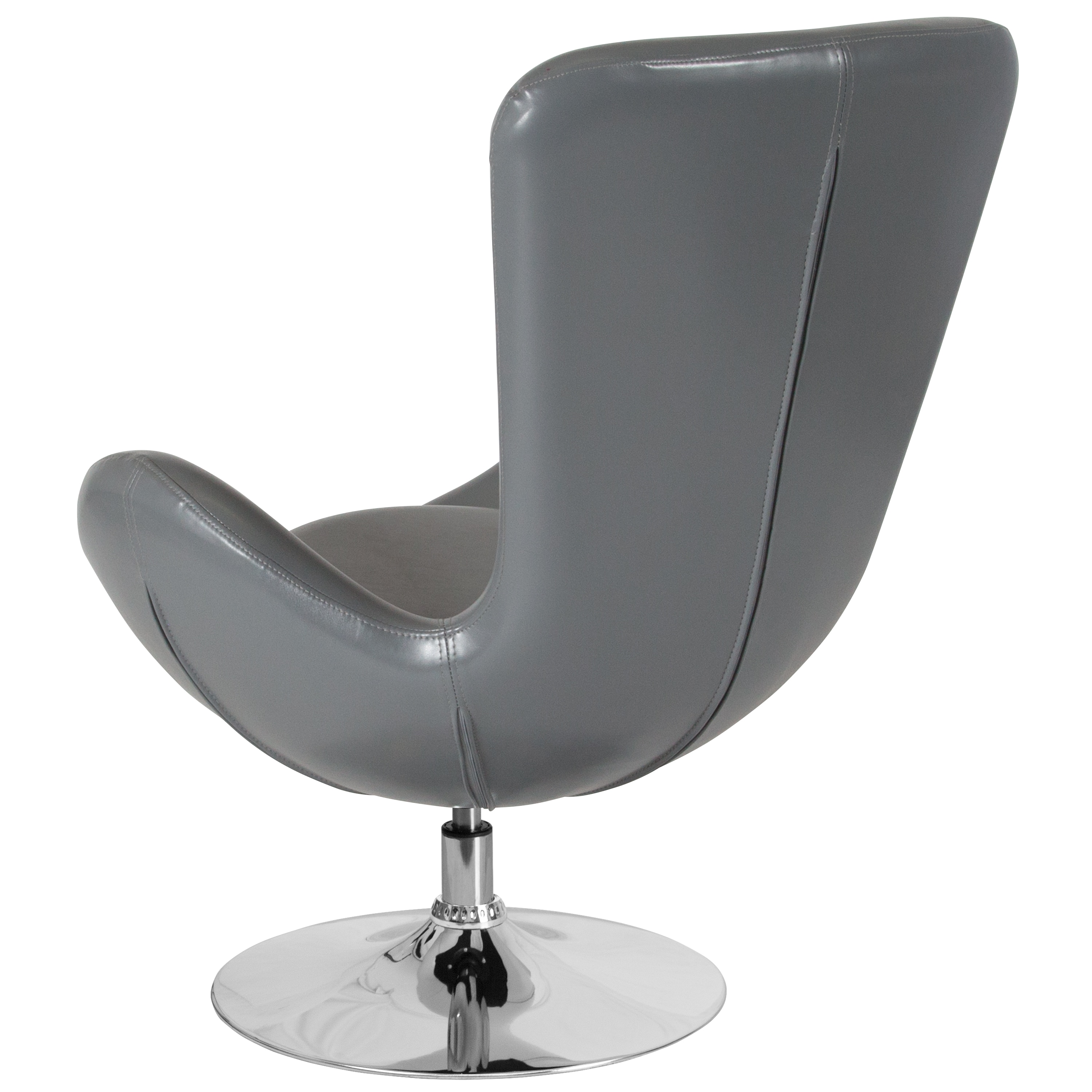High Back Gray LeatherSoft Swivel Reception Chair with Metal Base