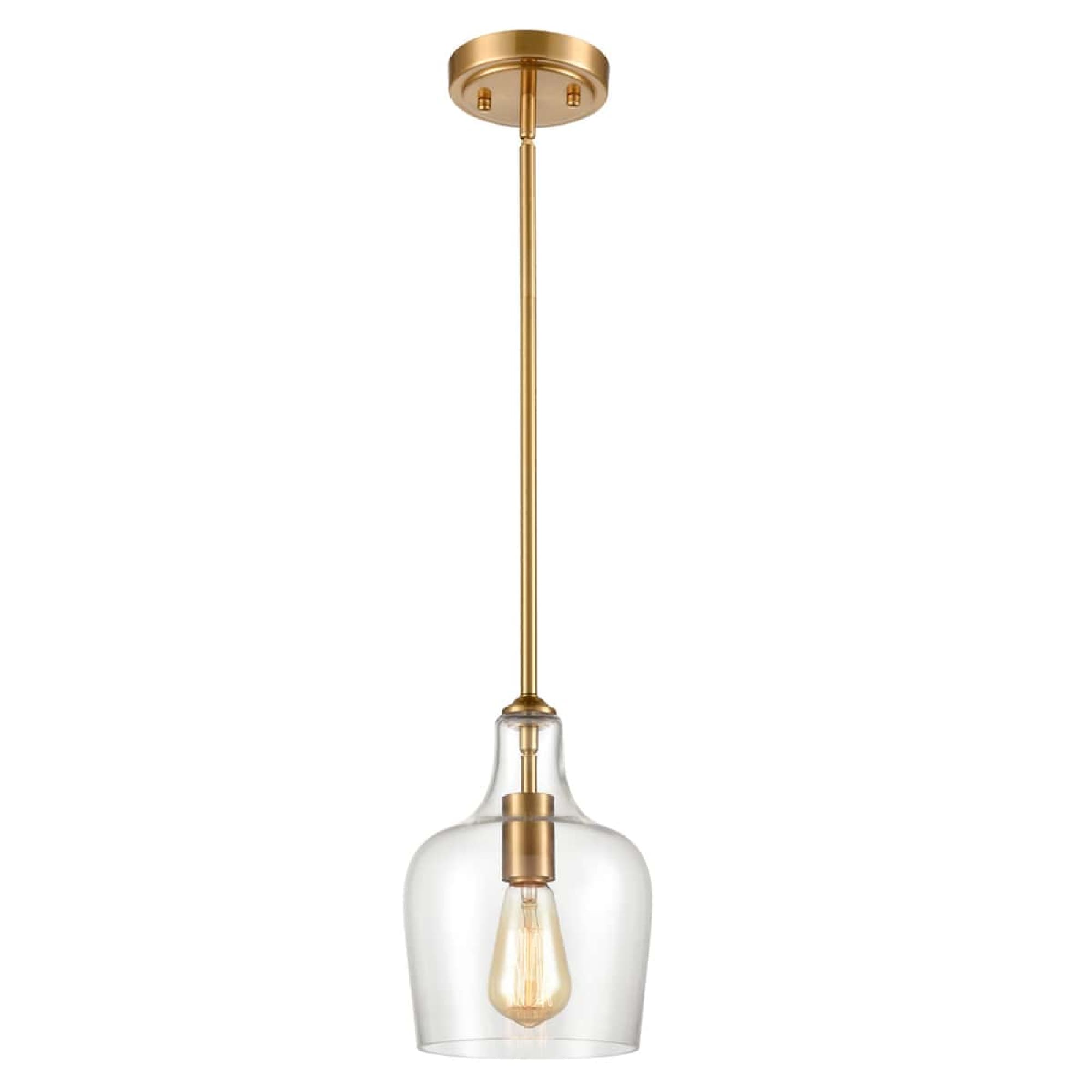 Modern Brass and Clear Glass Mini Pendant Light