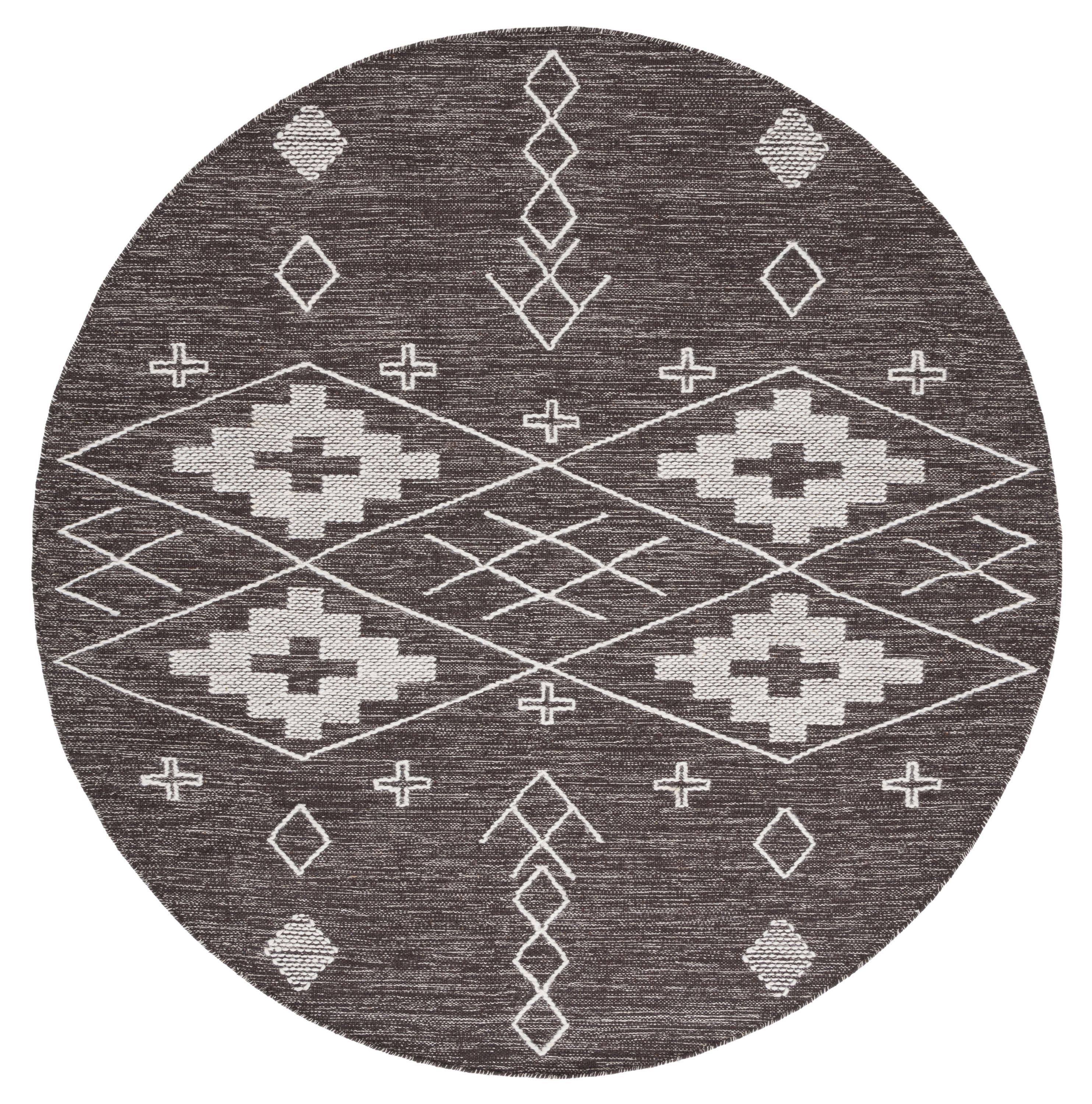 Safavieh KLM851T-6R Kilim Fabjola 6 x 6 (ft) Cotton Brown/Ivory Round Indoor Tribal Global Area rug
