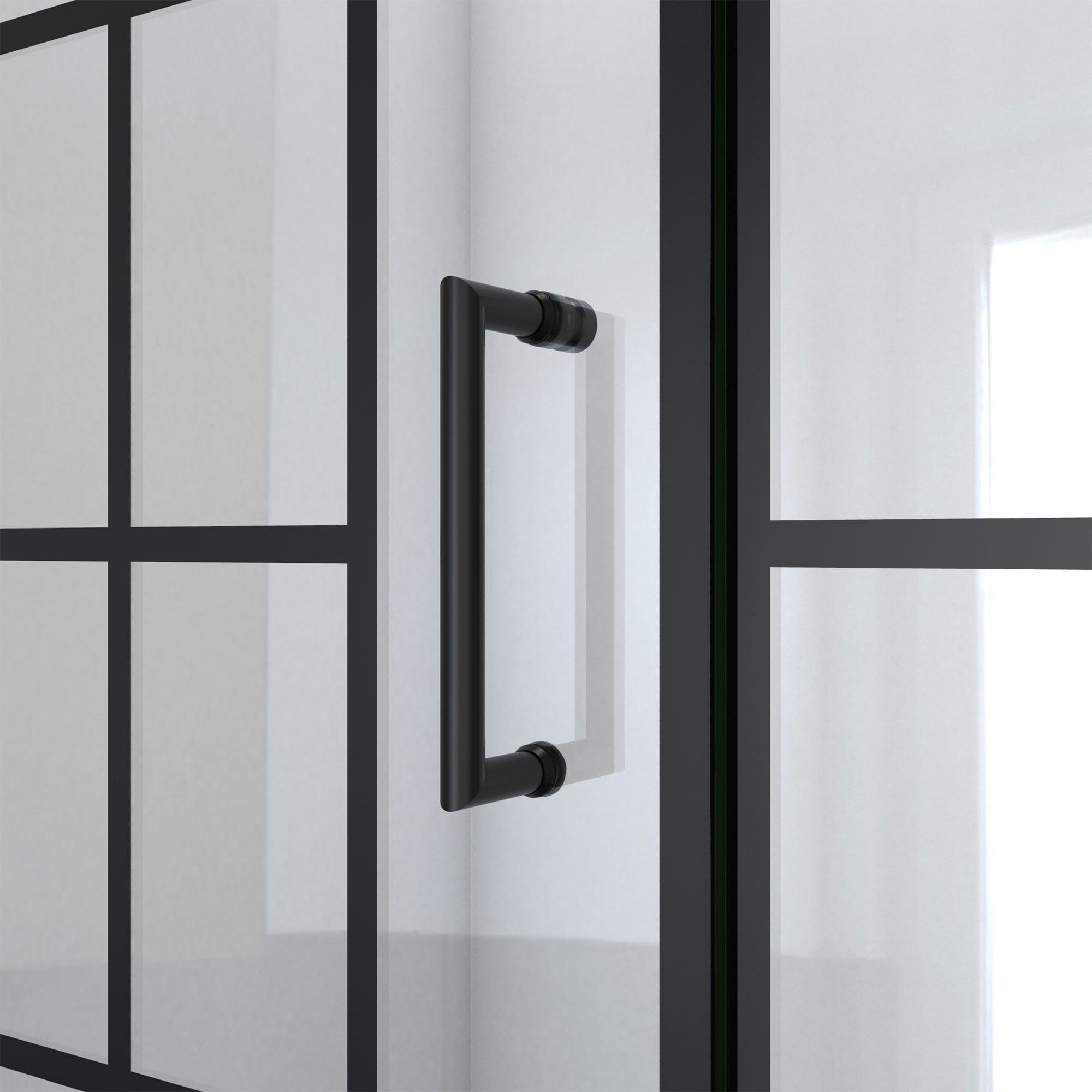 Toulon 58" Satin Black Frameless Hinged Tub Door