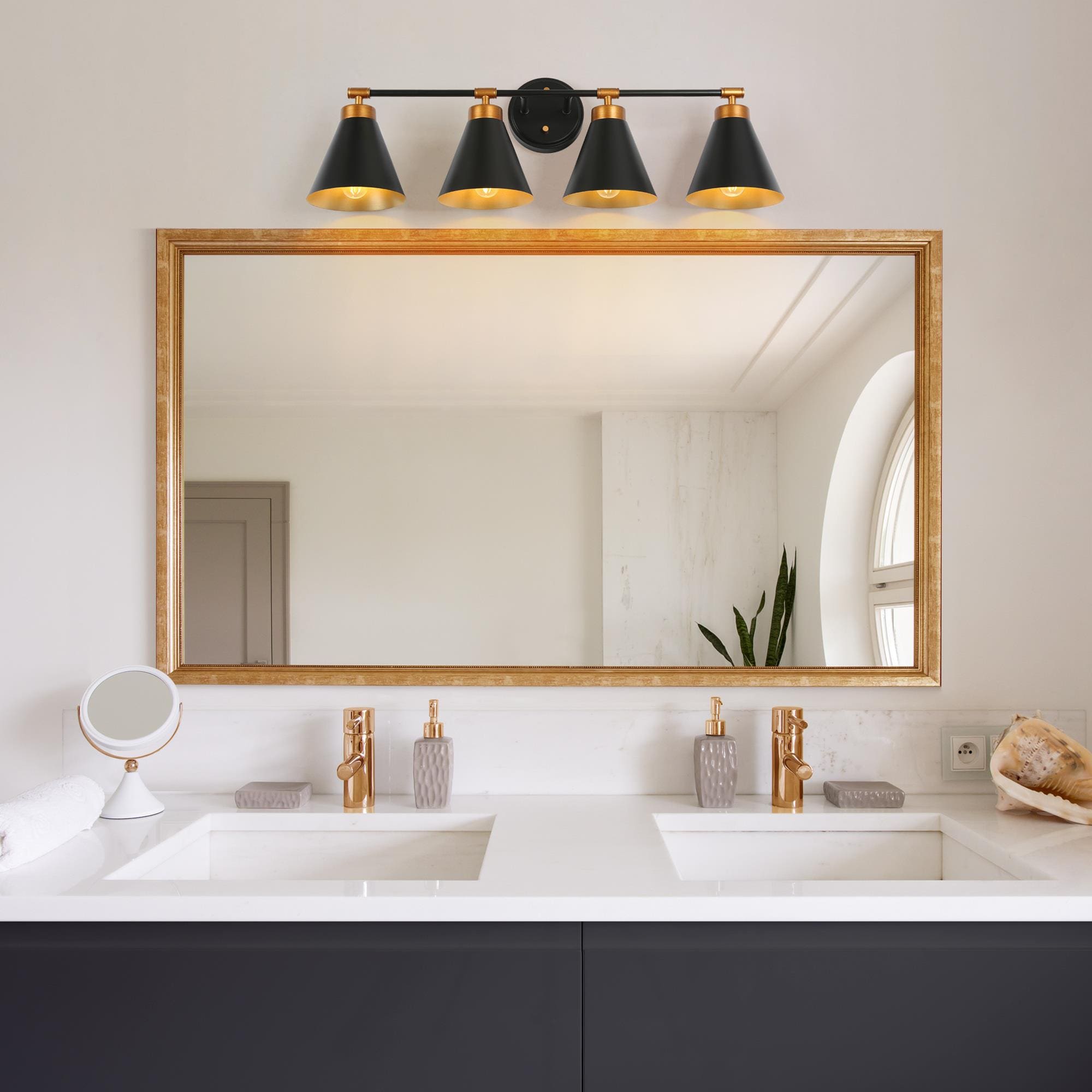 Uolfin 29.5-in 4-Light Matte Black LED Modern/Contemporary Vanity Light ...