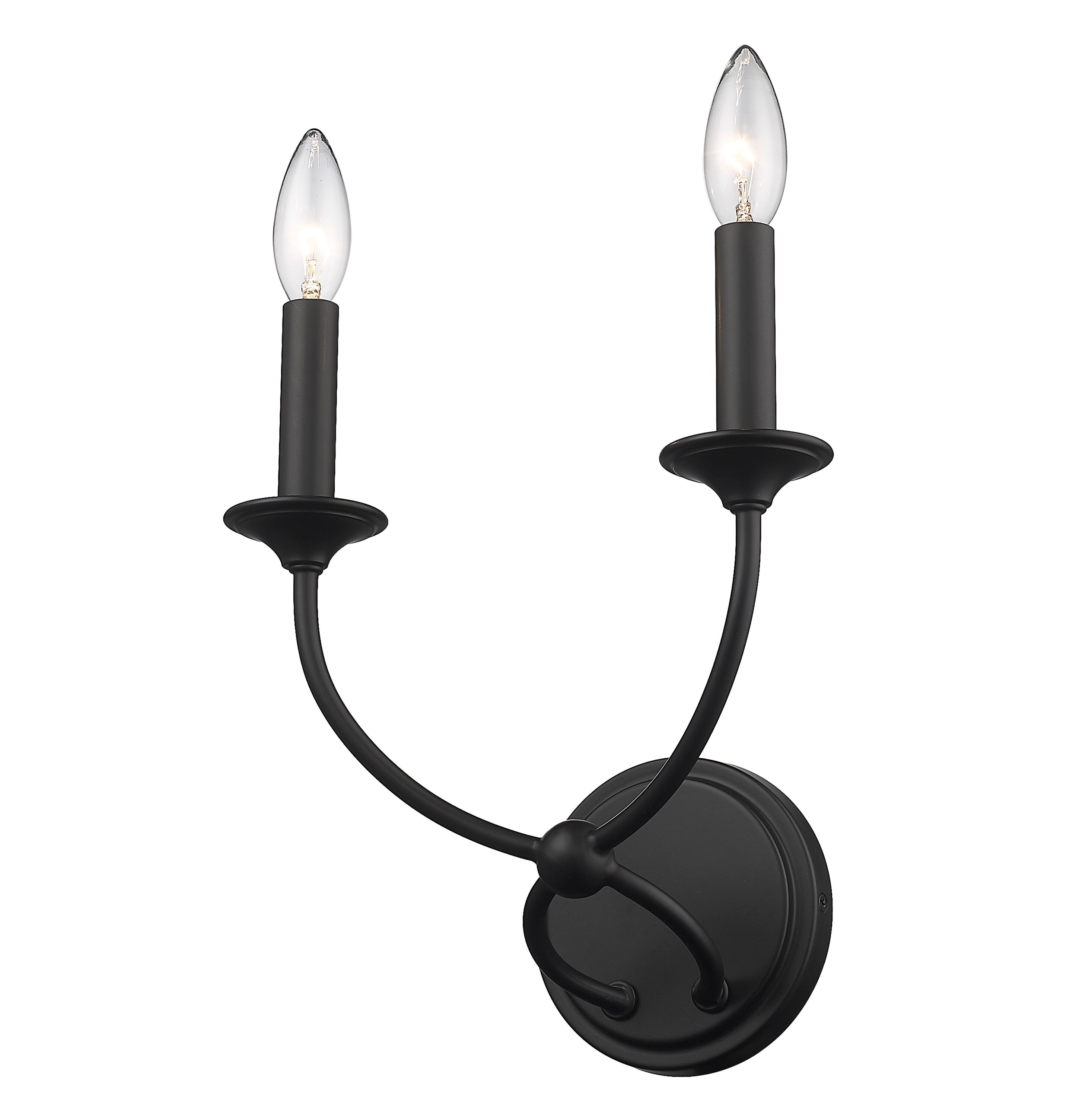 Matte Black Steel Dual Candelabra Wall Sconce