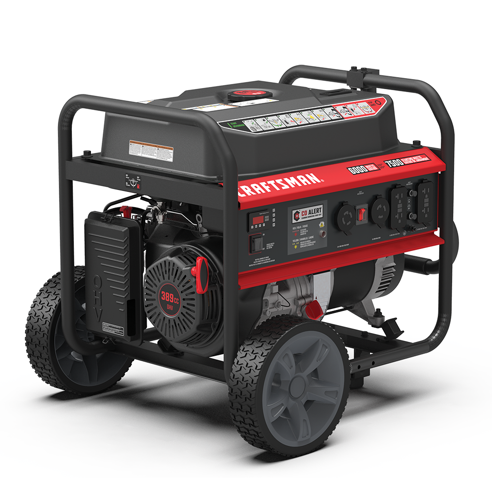 CRAFTSMAN Performance 7500 / 6000-Watt Single Fuel (Gasoline) Portable ...