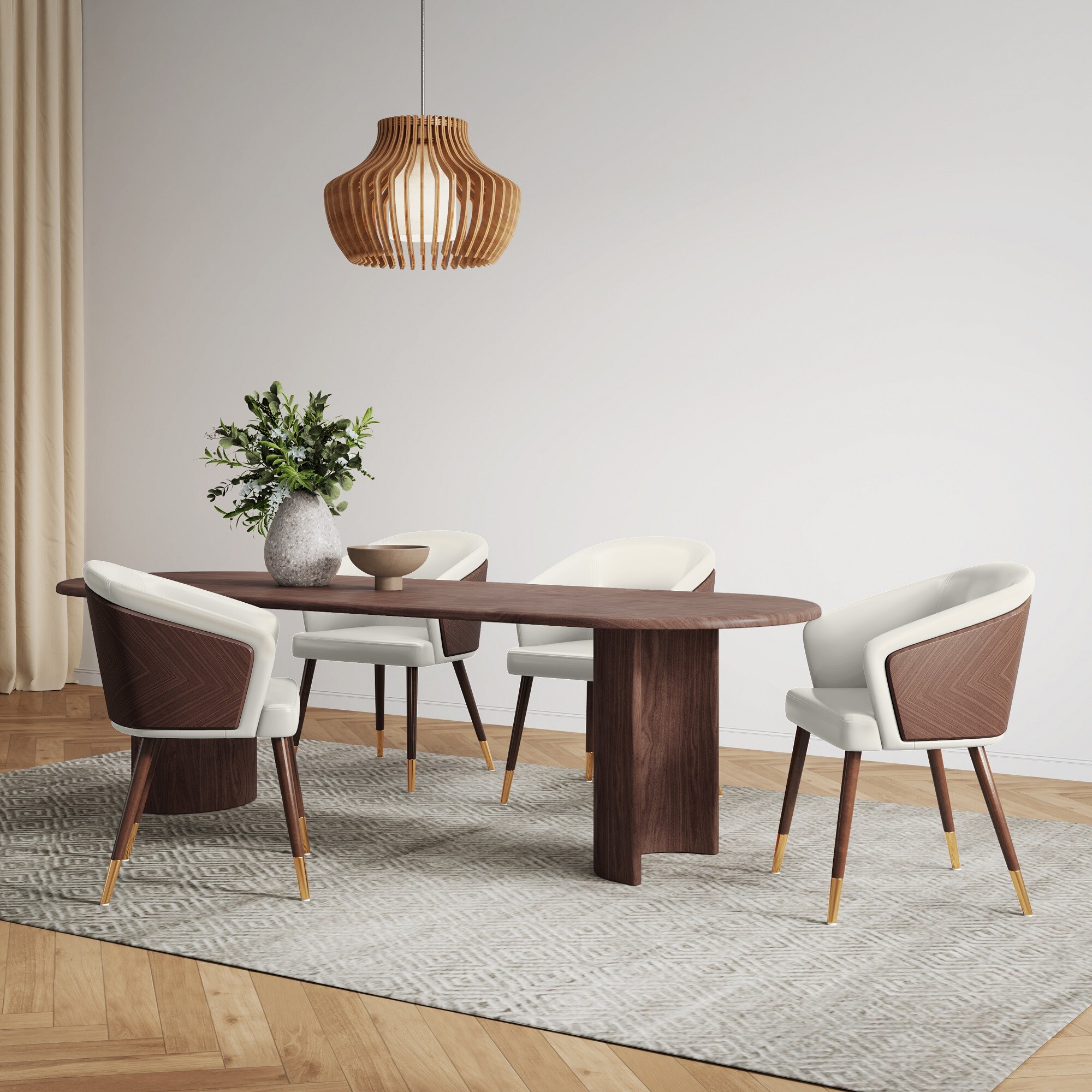 Manhattan Comfort DC082-CR Contemporary/Modern Faux Leather Upholstered Dining Arm Chair (Wood Frame)