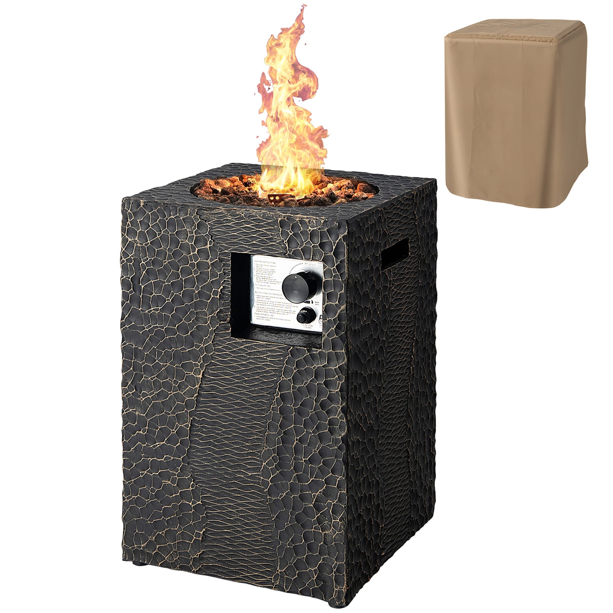  CL422BKFP 16-in W Gray Portable Steel Rectangle Liquid propane Fire pit