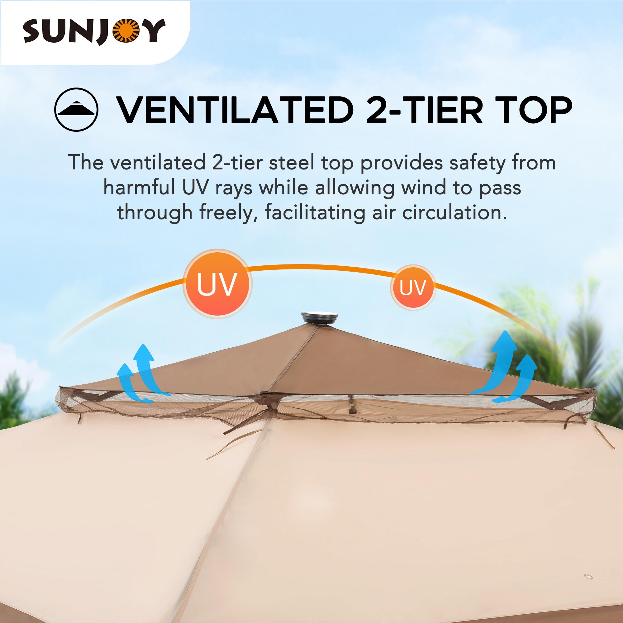 Sunjoy 11-ft x 11-ft Brown Rectangle Pop-up Soft top Roof in