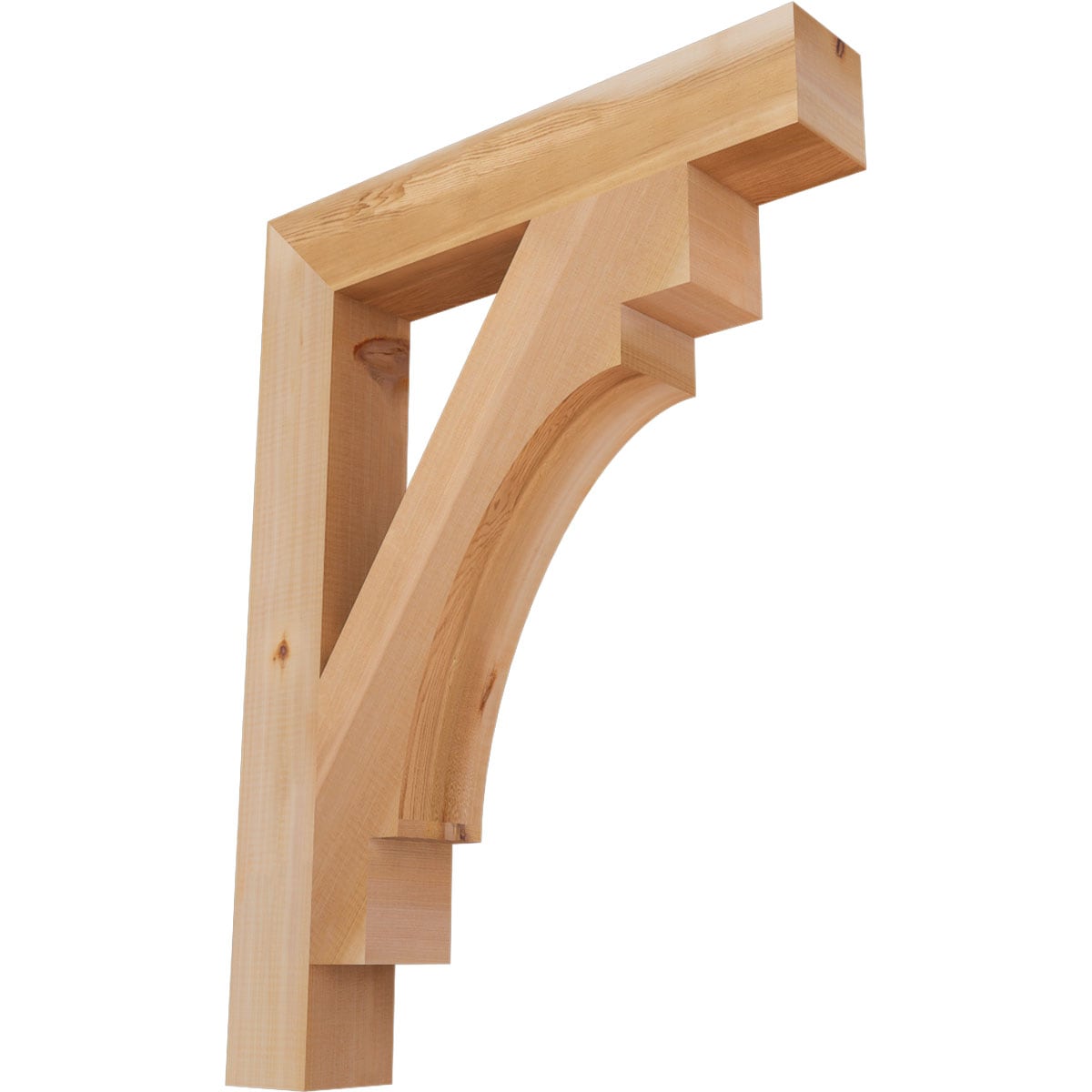 Ekena Millwork BKT04X24X32MRC05SWR Merced block smooth 3-1/2-in x 24-in x 32-in Western red cedar Brown Wood Standard bracket