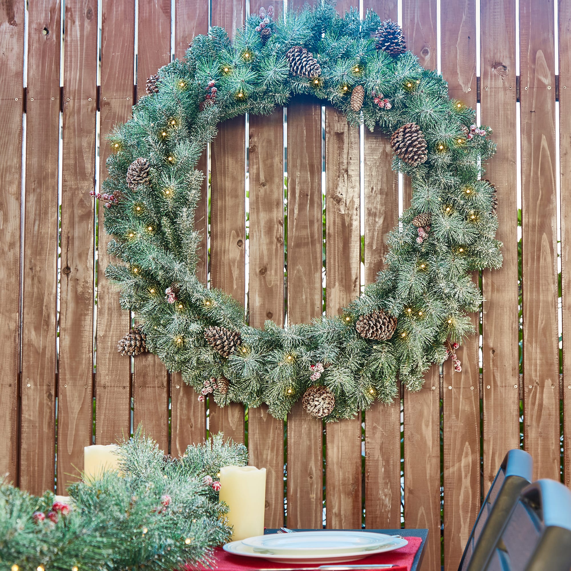 Glitzhome 2004900009 Artificial-Christmas-Wreaths - View #3