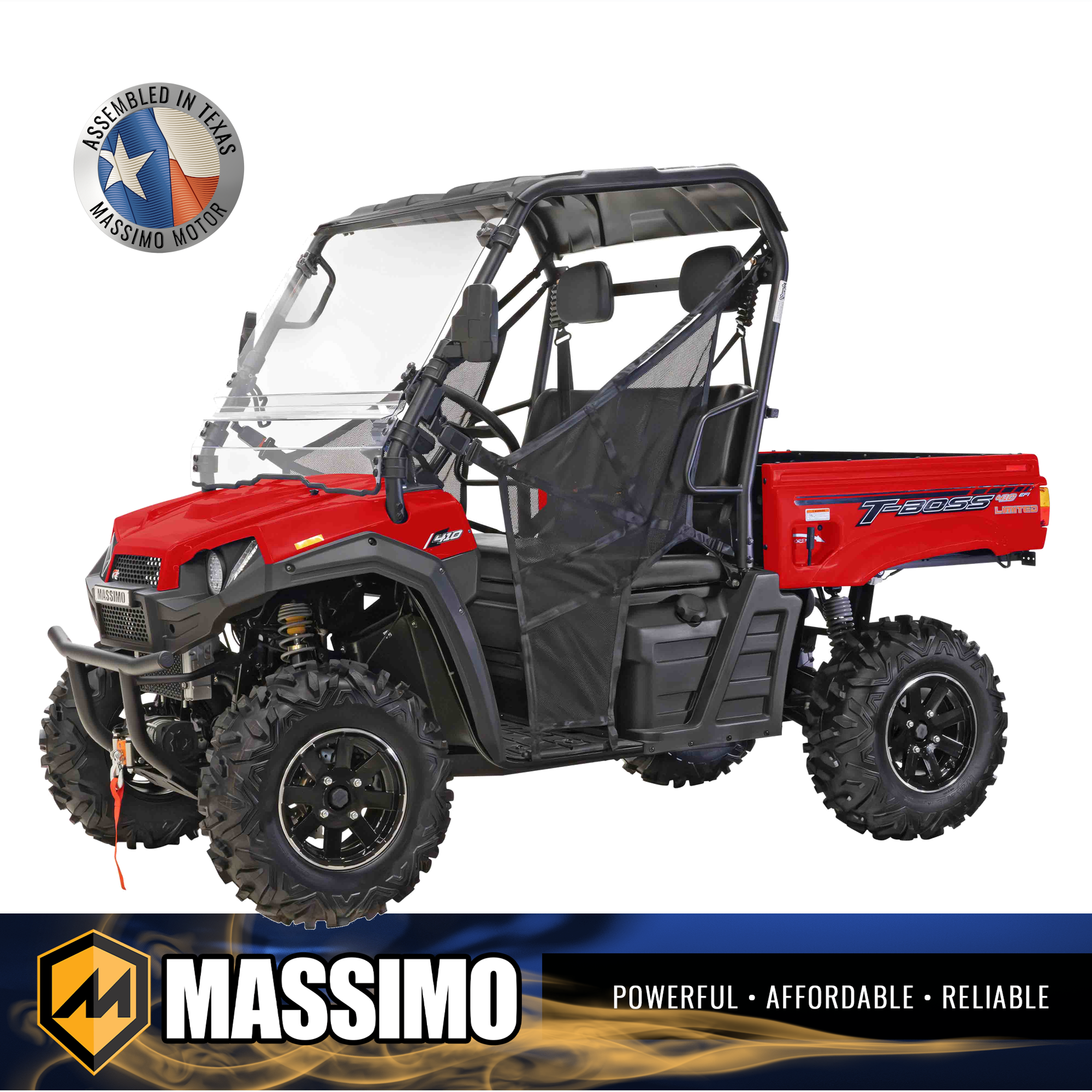 Massimo MM-TB410-RD T-Boss 410 352cc 4WD Gas UTV with Dump Bed Red