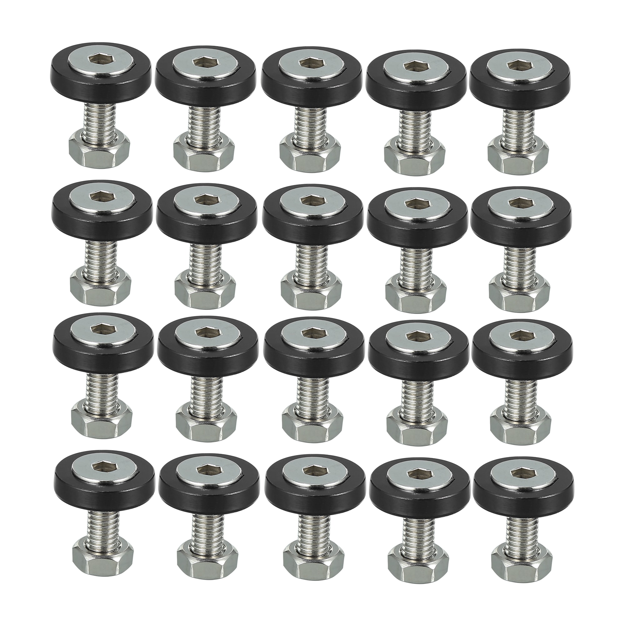 Unique Bargains 20pcs Car Motorcycle Black M6 Fender Bumper Washer Bolt Nuts Kit Aluminum Alloy Engine Bay Fastener #S26012200UX7454