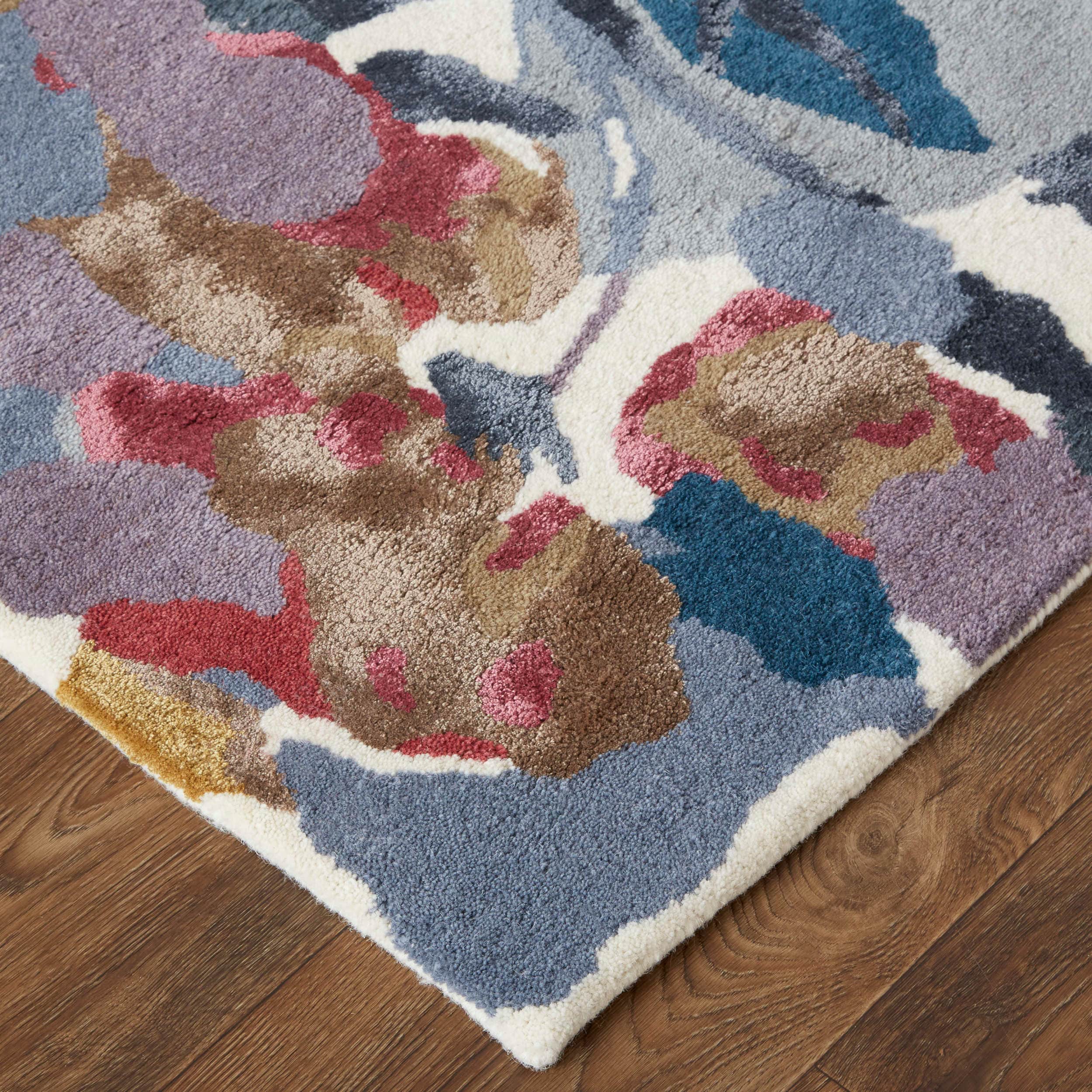 Room Envy DFYR8869BLUMLTF00 8 x 10 (ft) Loomed Blue/Gray/Pink Rectangular Indoor Floral/Botanical Area rug
