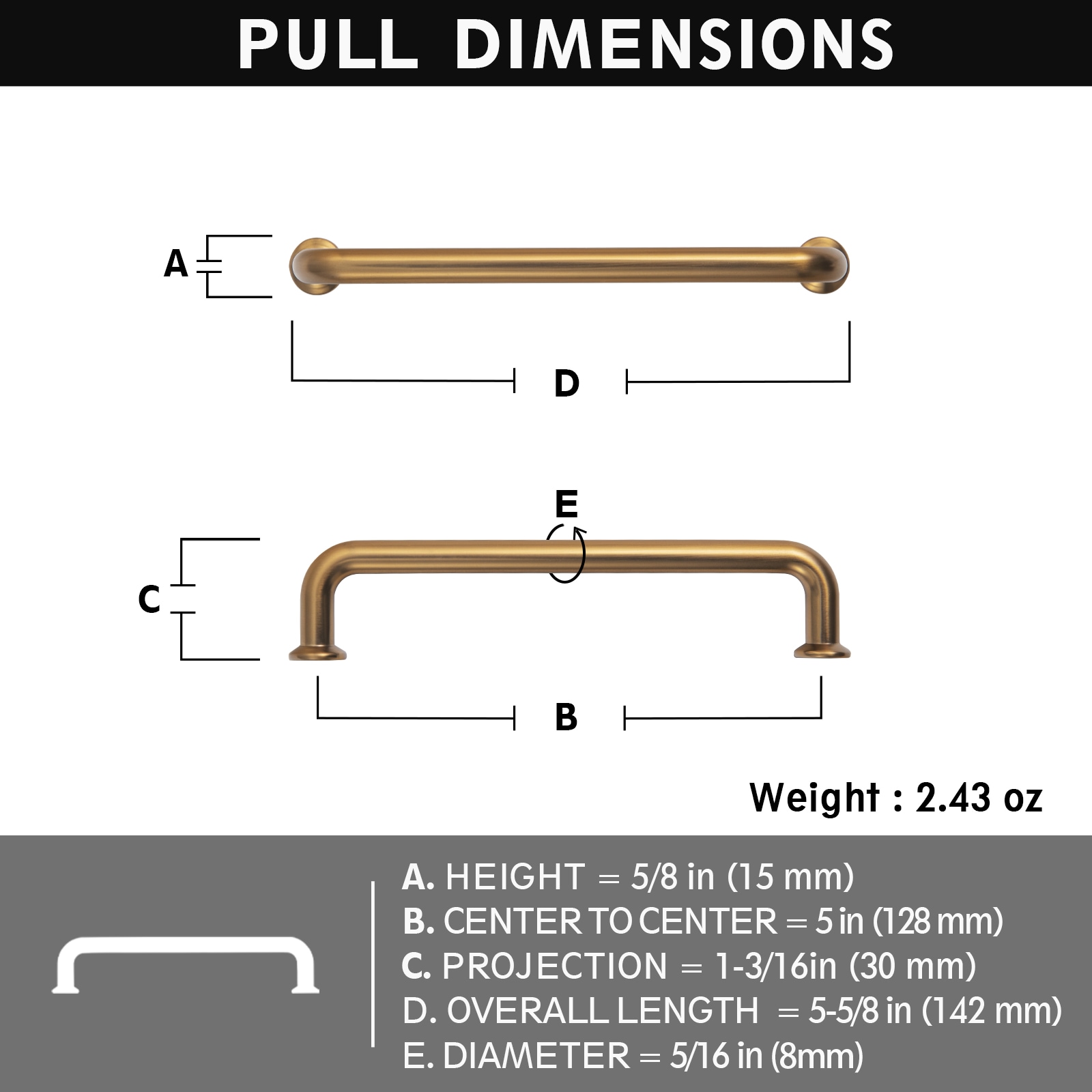 Miaokesen 9569CB-128 Cabinet-Pulls - View #2