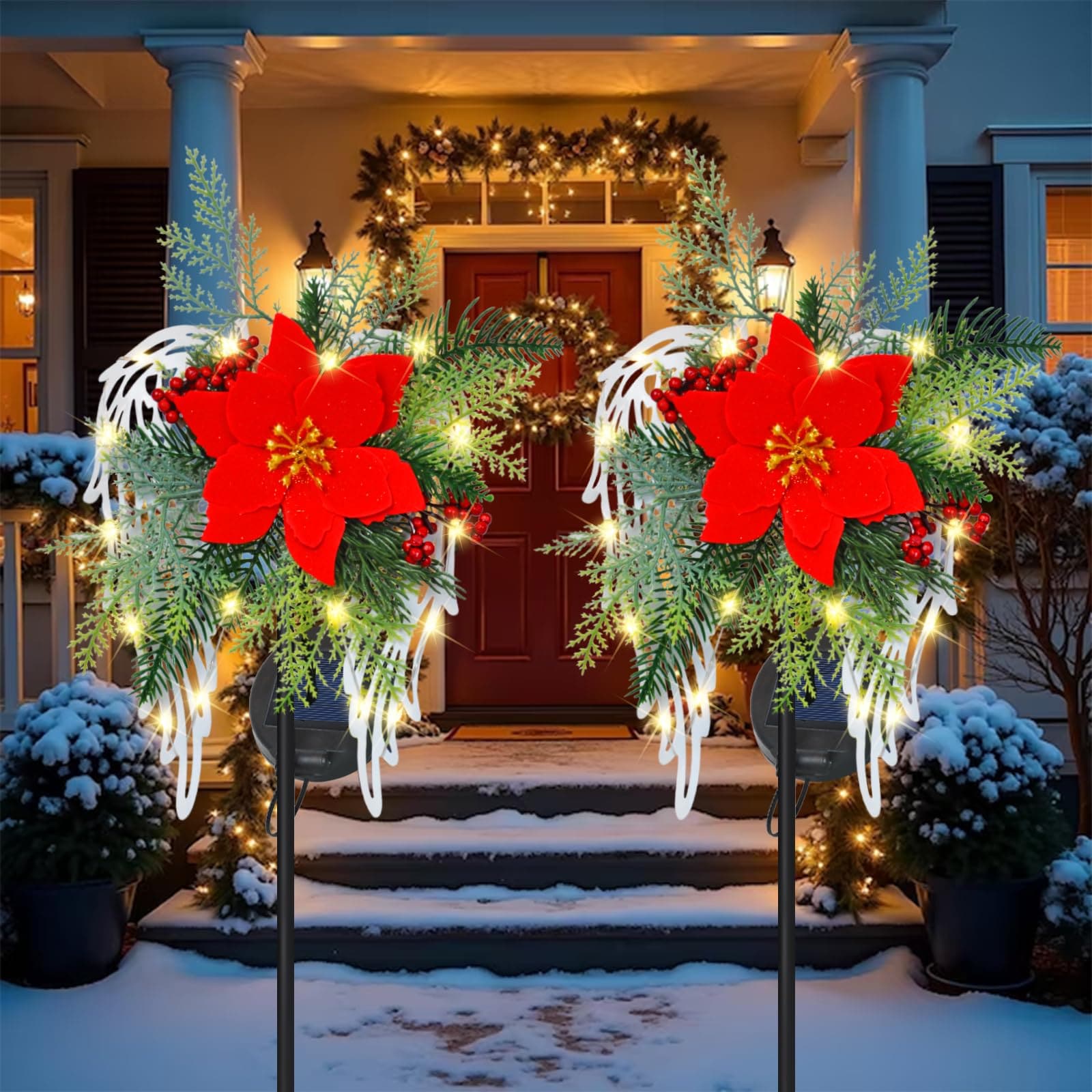 Oyezvary Solar Christmas Lights Outdoor Angel Wings Garden Stake Lights ...