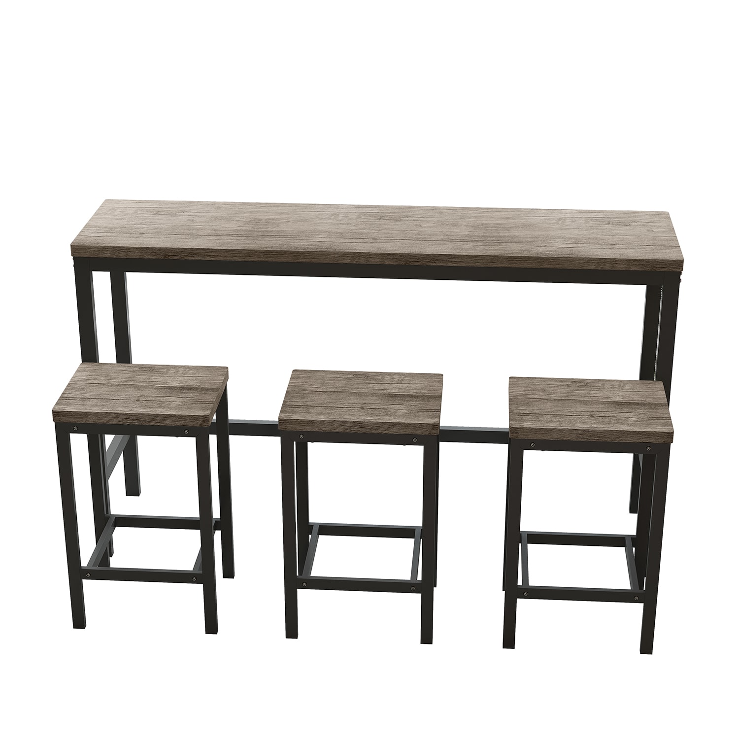 Bybafun YB9300018 Brown Gray Rustic Dining Room Set with Rectangular Table ( Seats 3 )